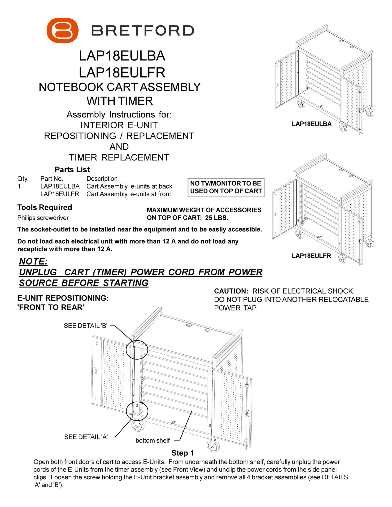 Bretford lap18eulba Indoor Furnishings User Manual