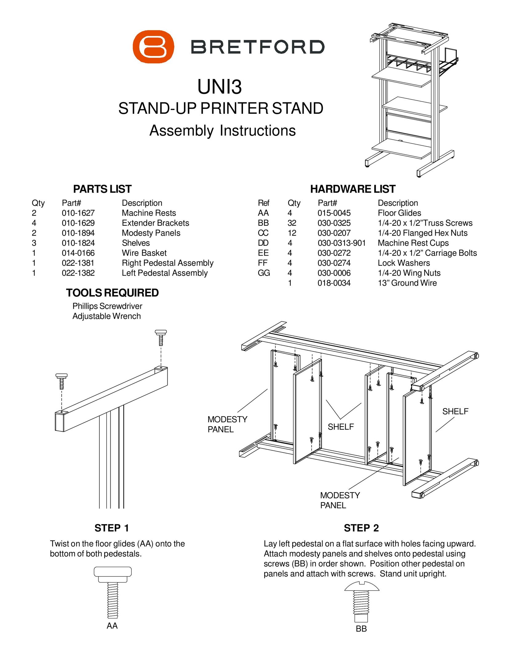 Bretford UNI-3 Indoor Furnishings User Manual