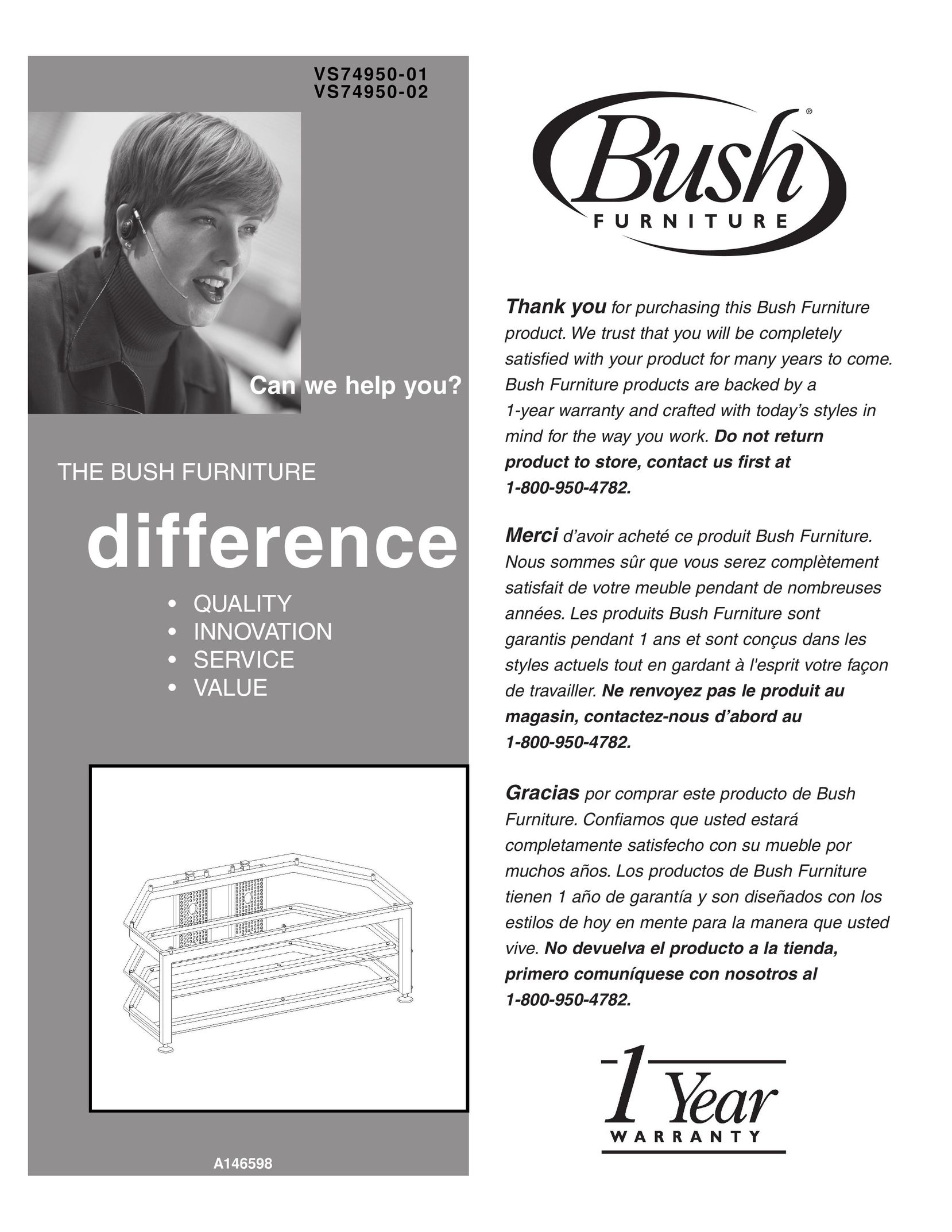 Bush VS74950-02 Indoor Furnishings User Manual