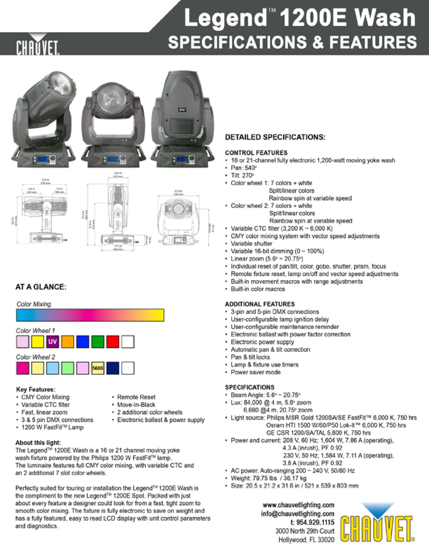 Chauvet 1200E Indoor Furnishings User Manual