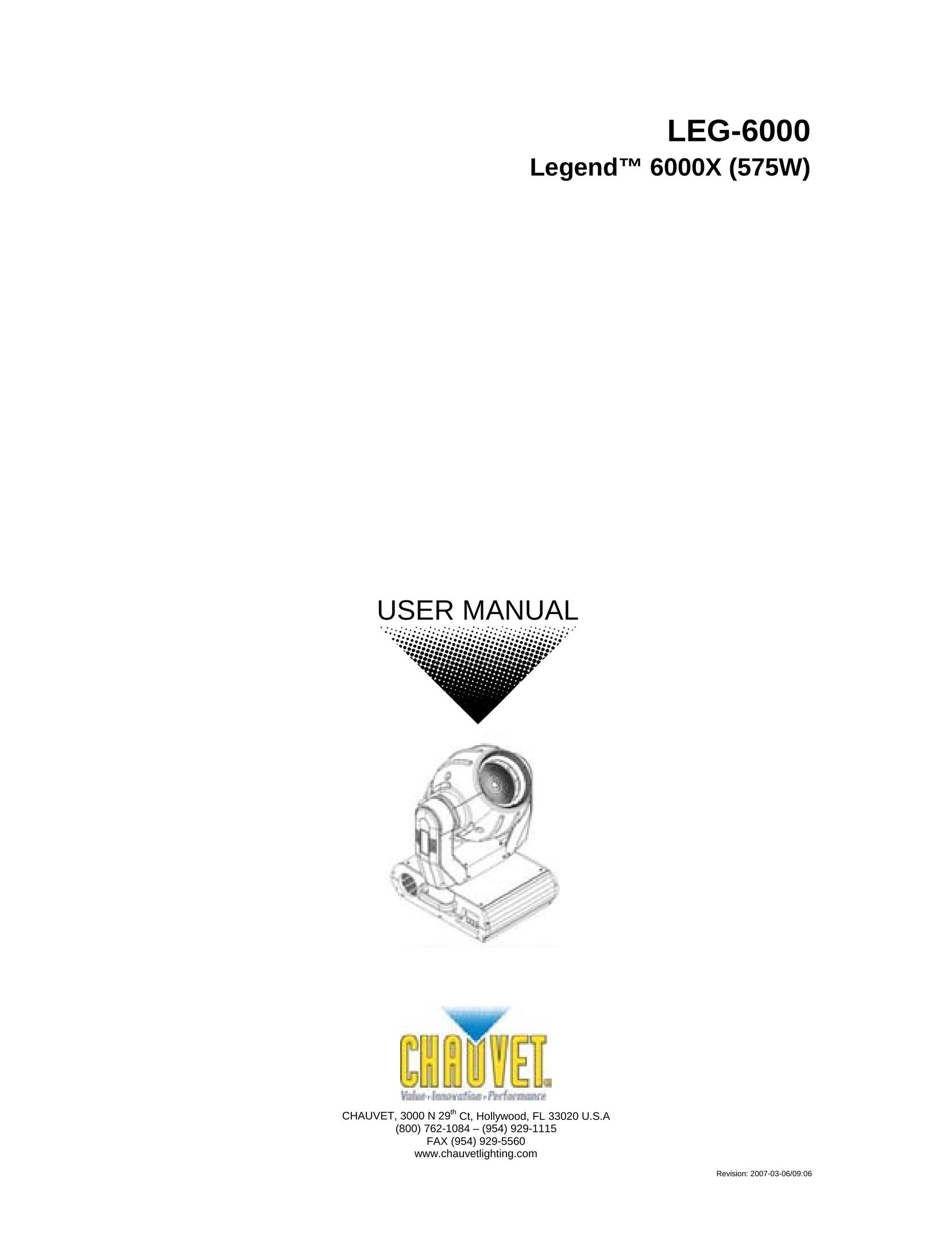Chauvet LEG-6000 Indoor Furnishings User Manual