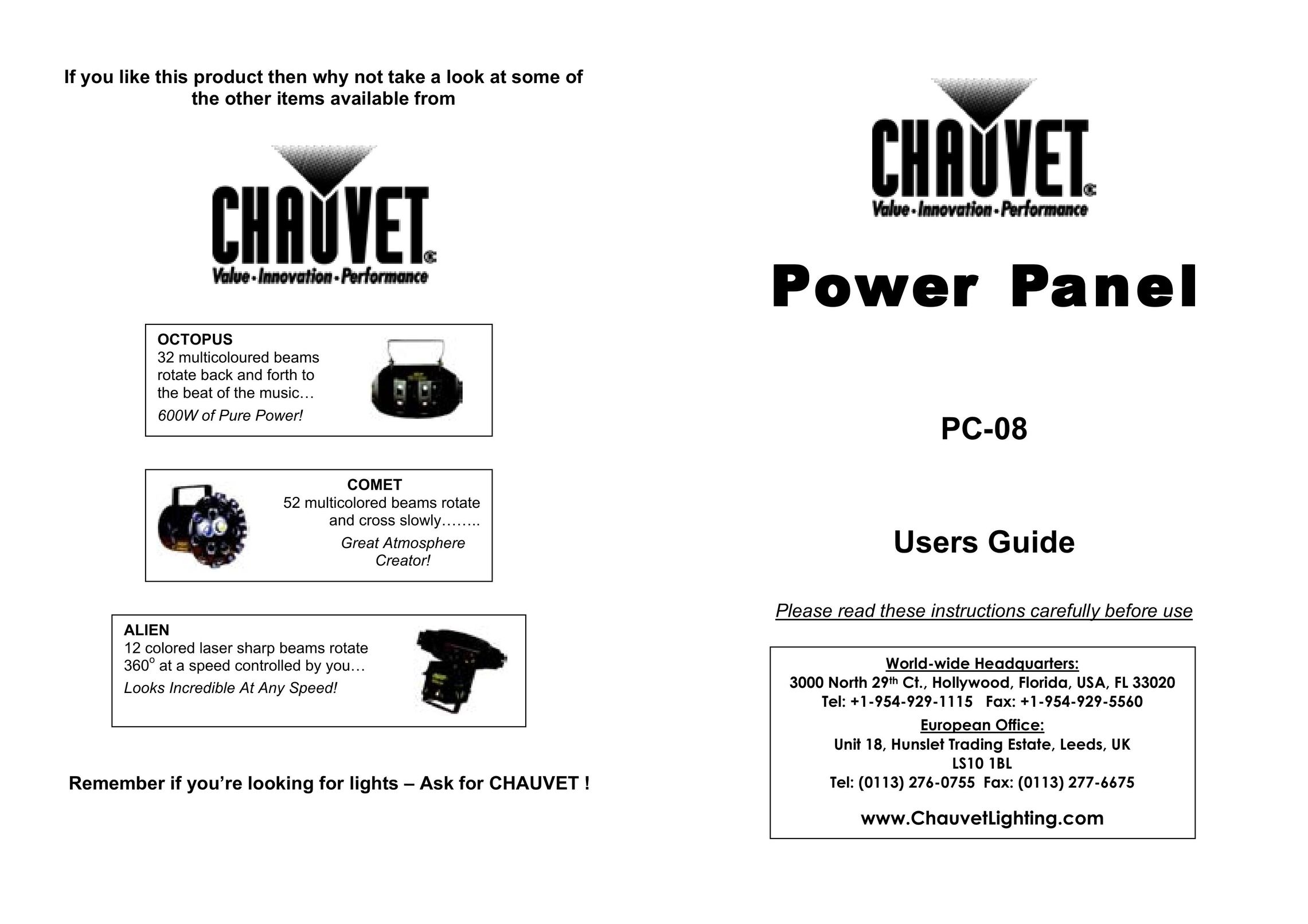 Chauvet PC-08 Indoor Furnishings User Manual