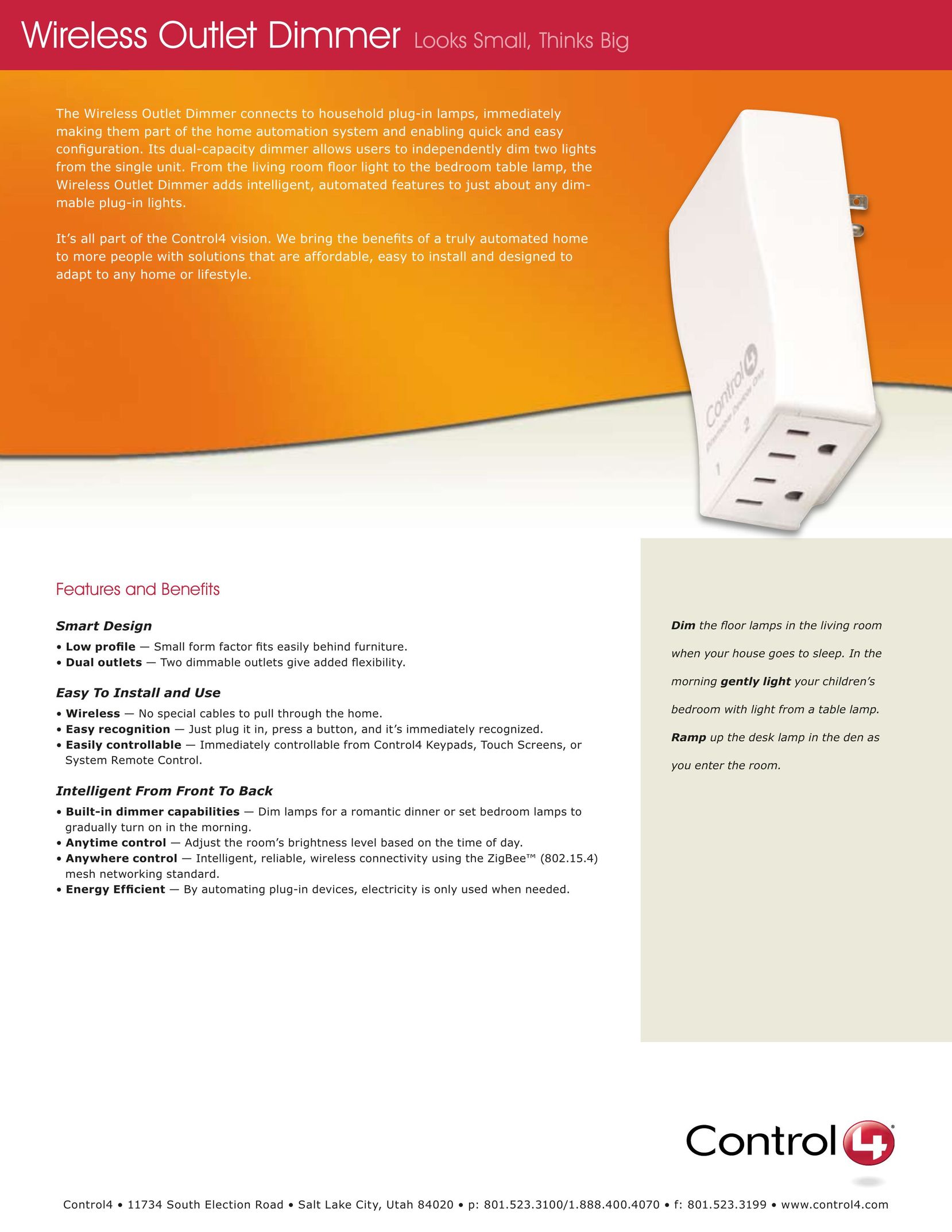 Control4 Wireless Outlet Dimmer Indoor Furnishings User Manual