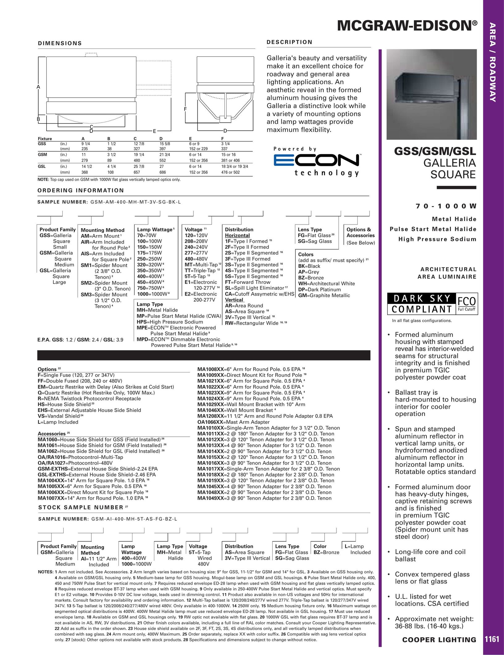 Cooper Lighting 1161 Indoor Furnishings User Manual
