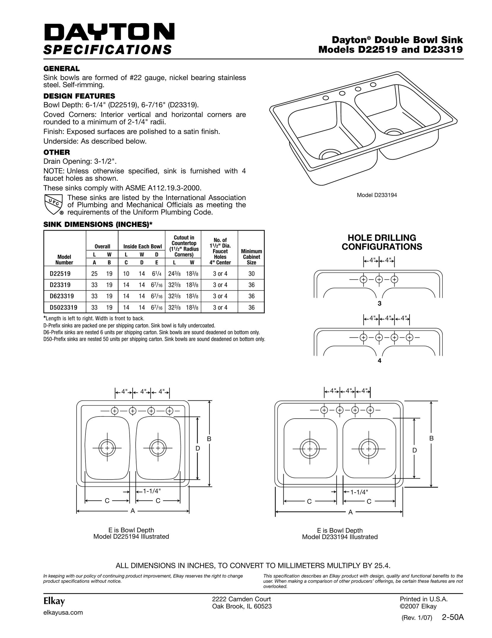 Dayton D22519 Indoor Furnishings User Manual