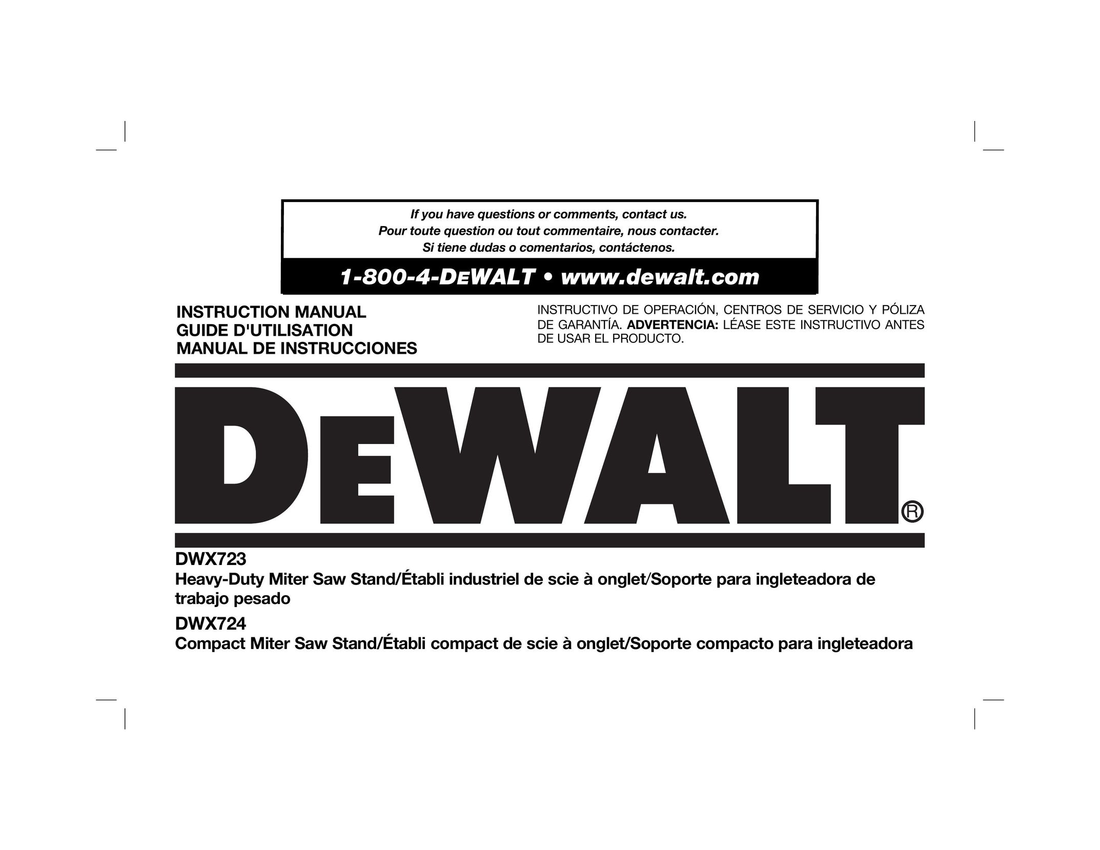 DeWalt DWX723 Indoor Furnishings User Manual
