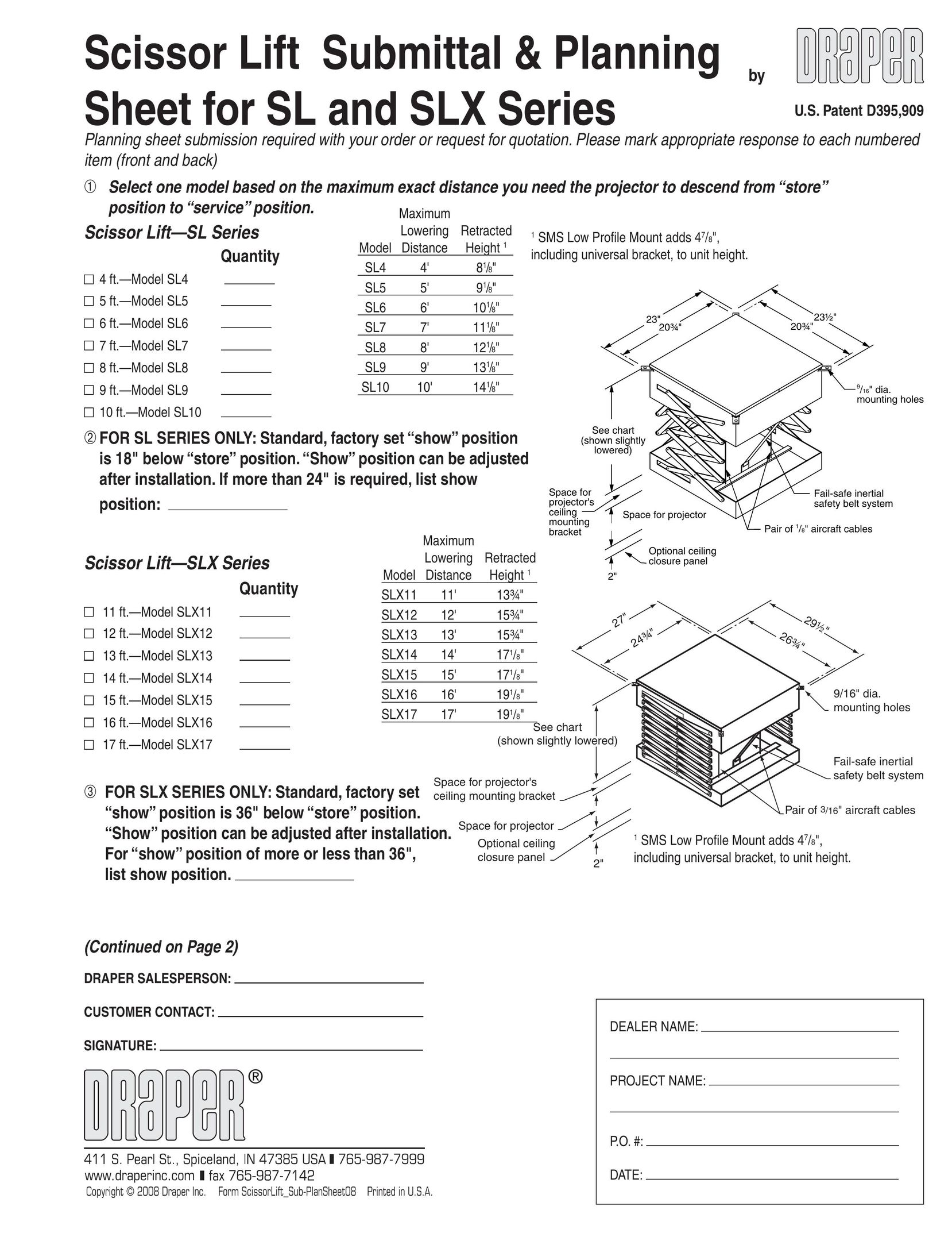 Draper SL4 Indoor Furnishings User Manual