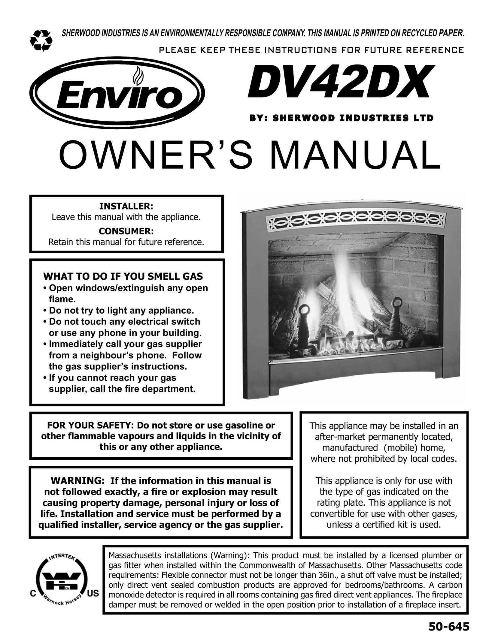 Enviro 50-645 Indoor Furnishings User Manual