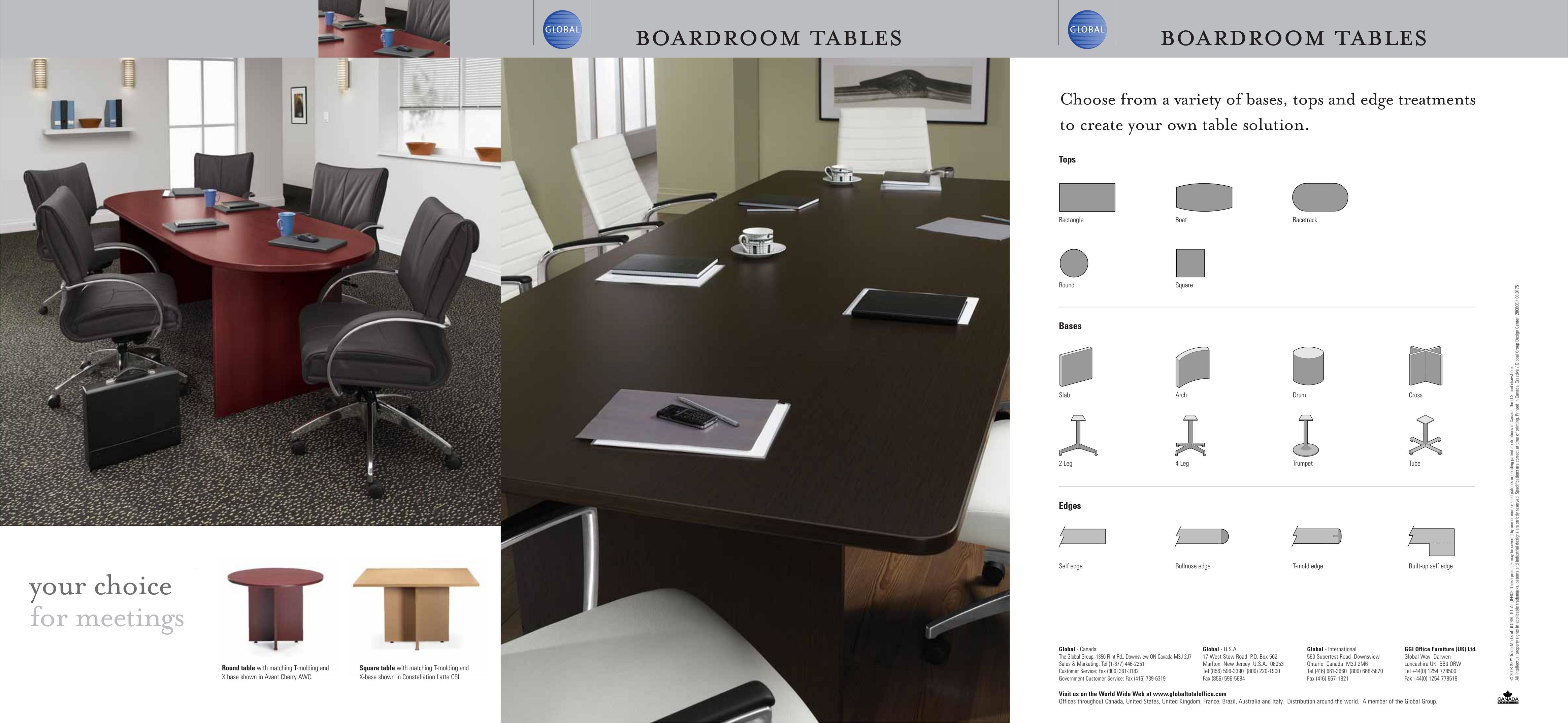 Global Upholstery Co. Boardroom Tables Indoor Furnishings User Manual