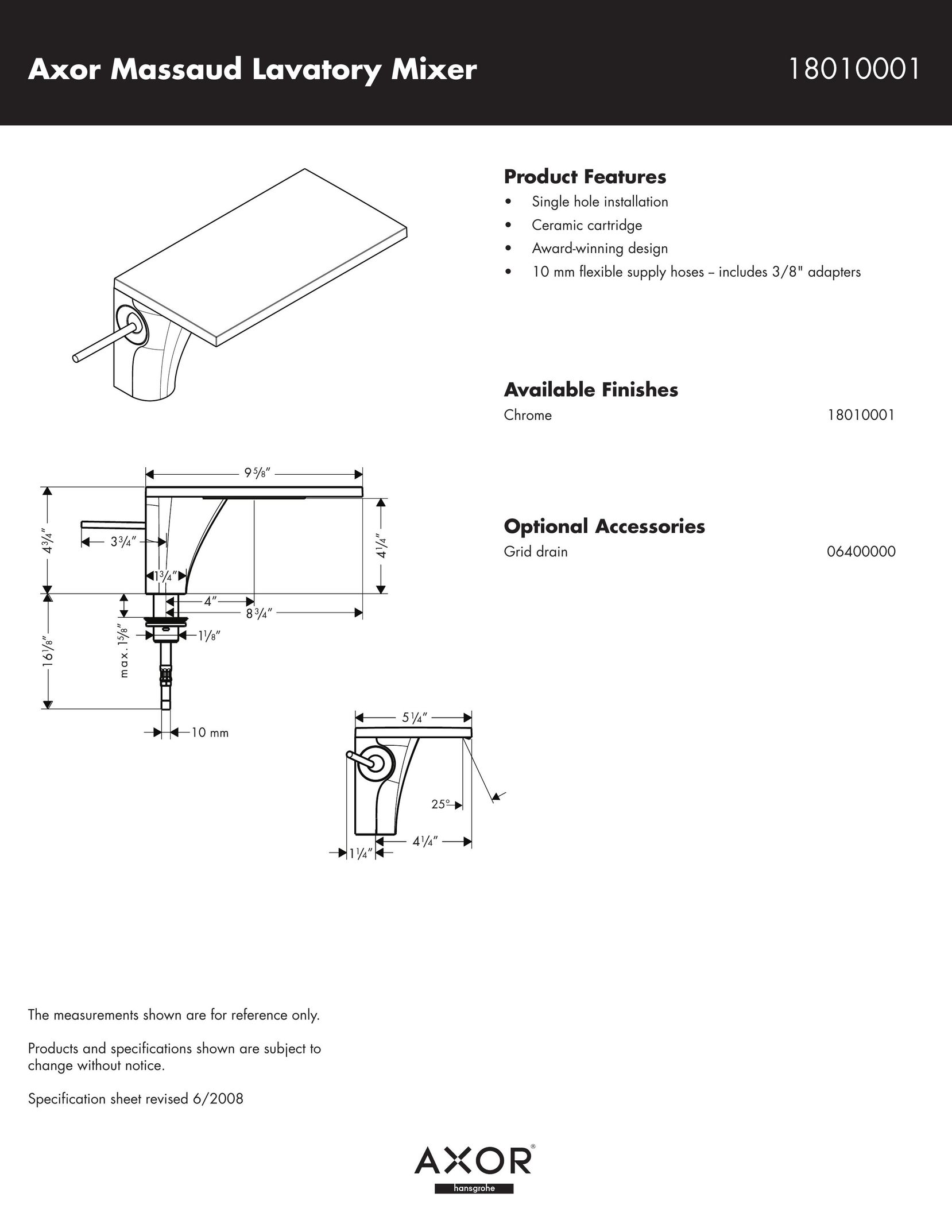 Hans Grohe 18010001 Indoor Furnishings User Manual