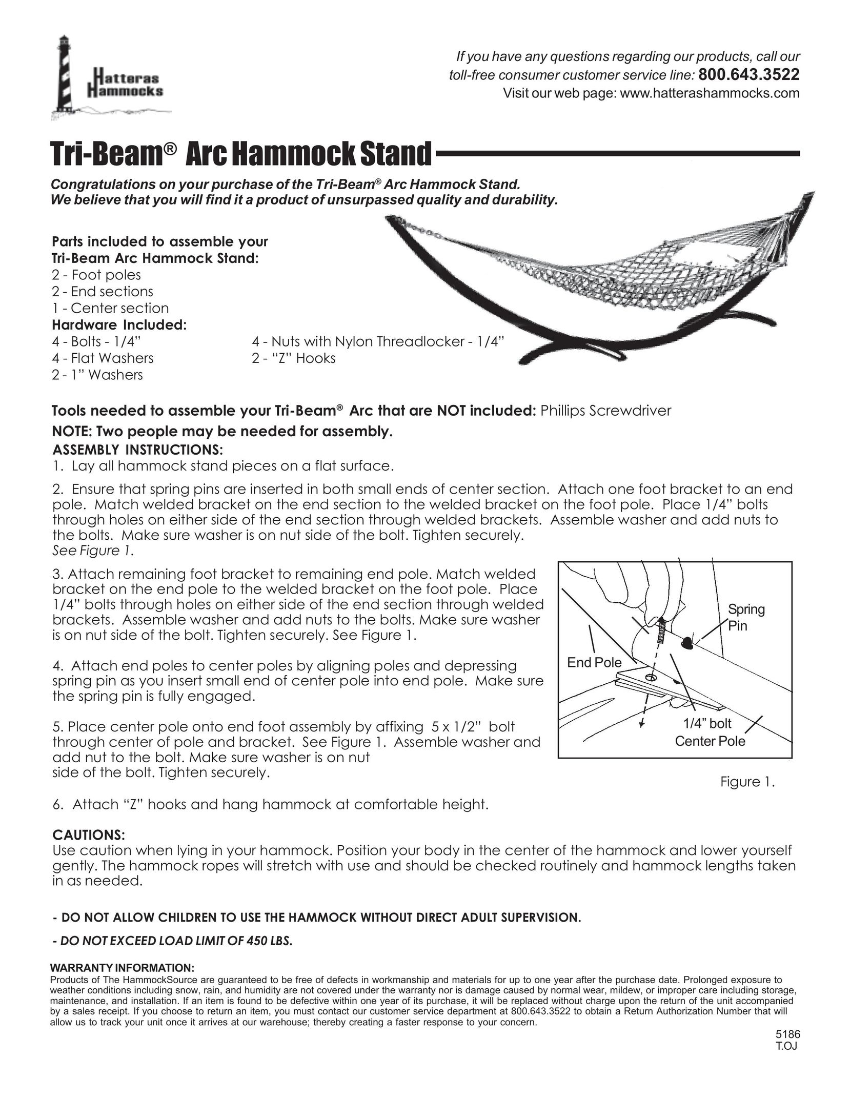 Hatteras Hammocks Tri-Beam Indoor Furnishings User Manual