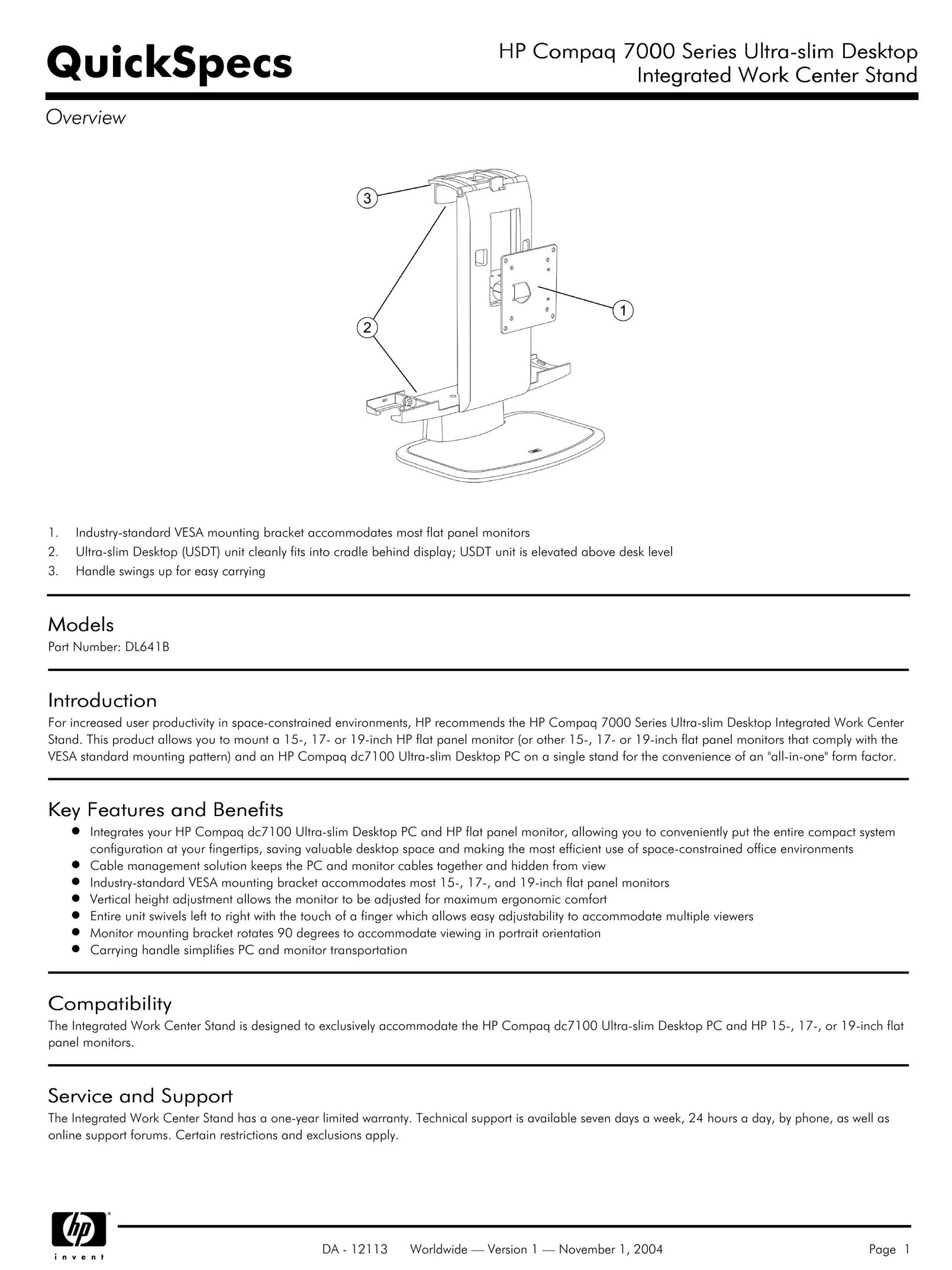 HP (Hewlett-Packard) DL641B Indoor Furnishings User Manual