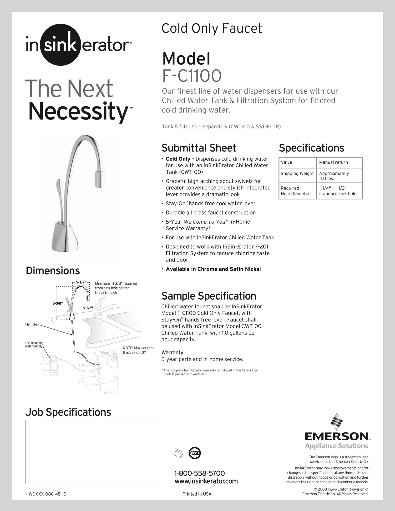 InSinkErator F-C1100 Indoor Furnishings User Manual