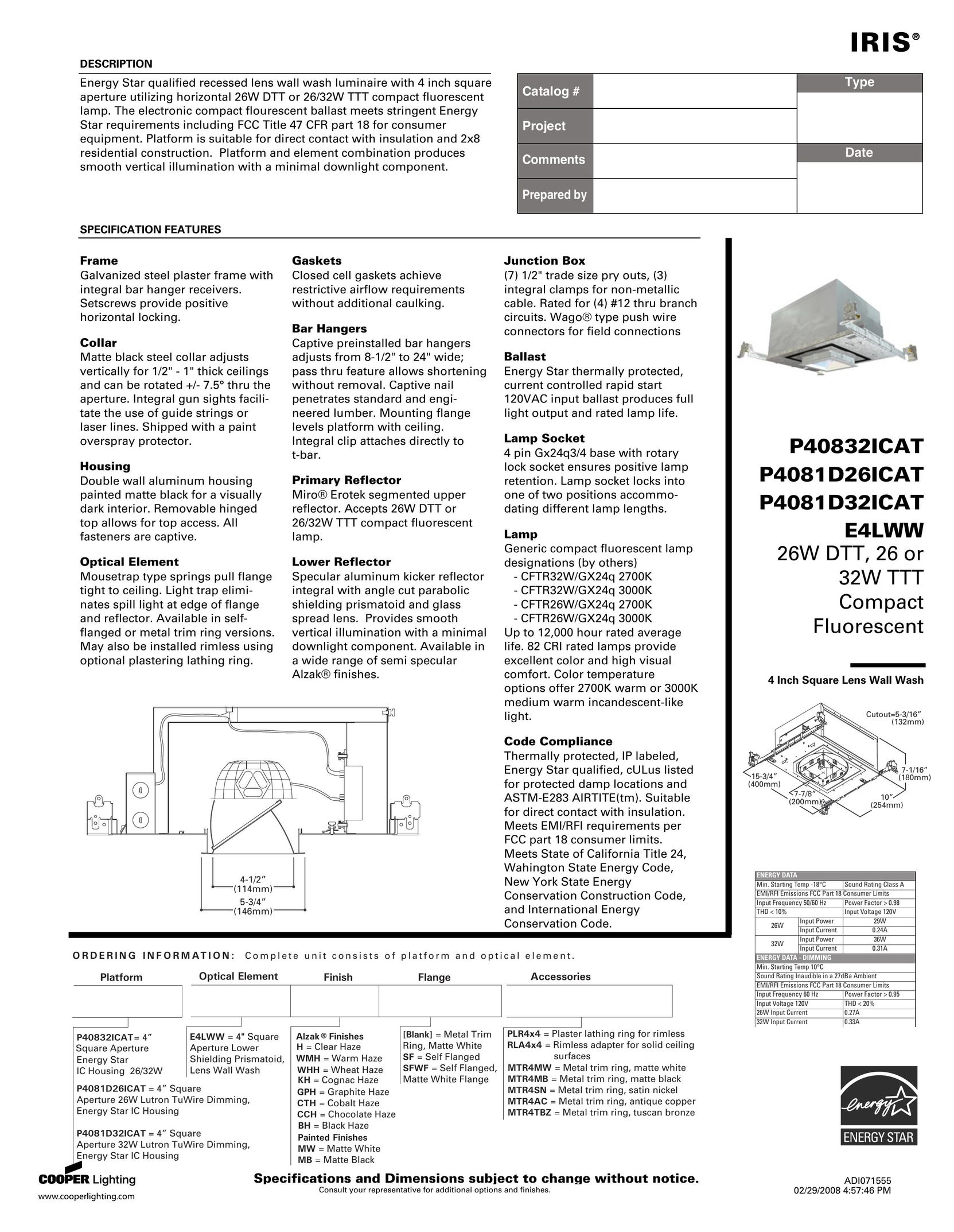 IRIS P4081D26ICAT Indoor Furnishings User Manual