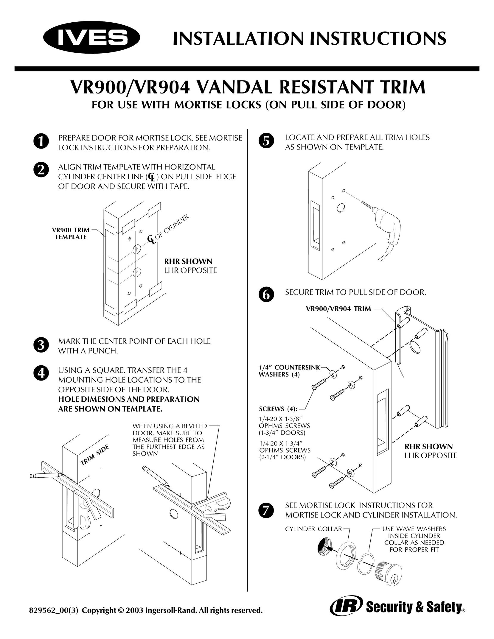 Ives VR900 Indoor Furnishings User Manual