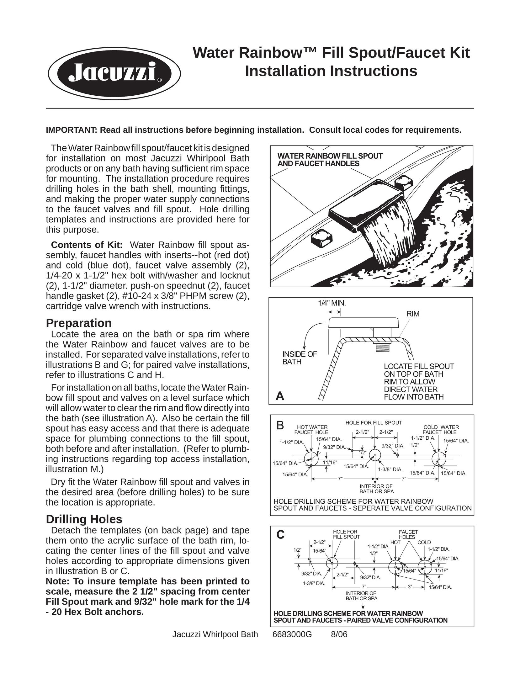 Jacuzzi Faucet Kit Indoor Furnishings User Manual