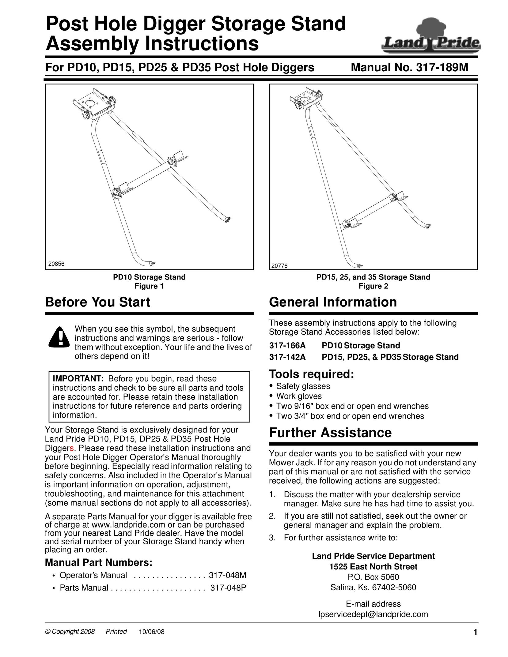 Land Pride PD15 Indoor Furnishings User Manual