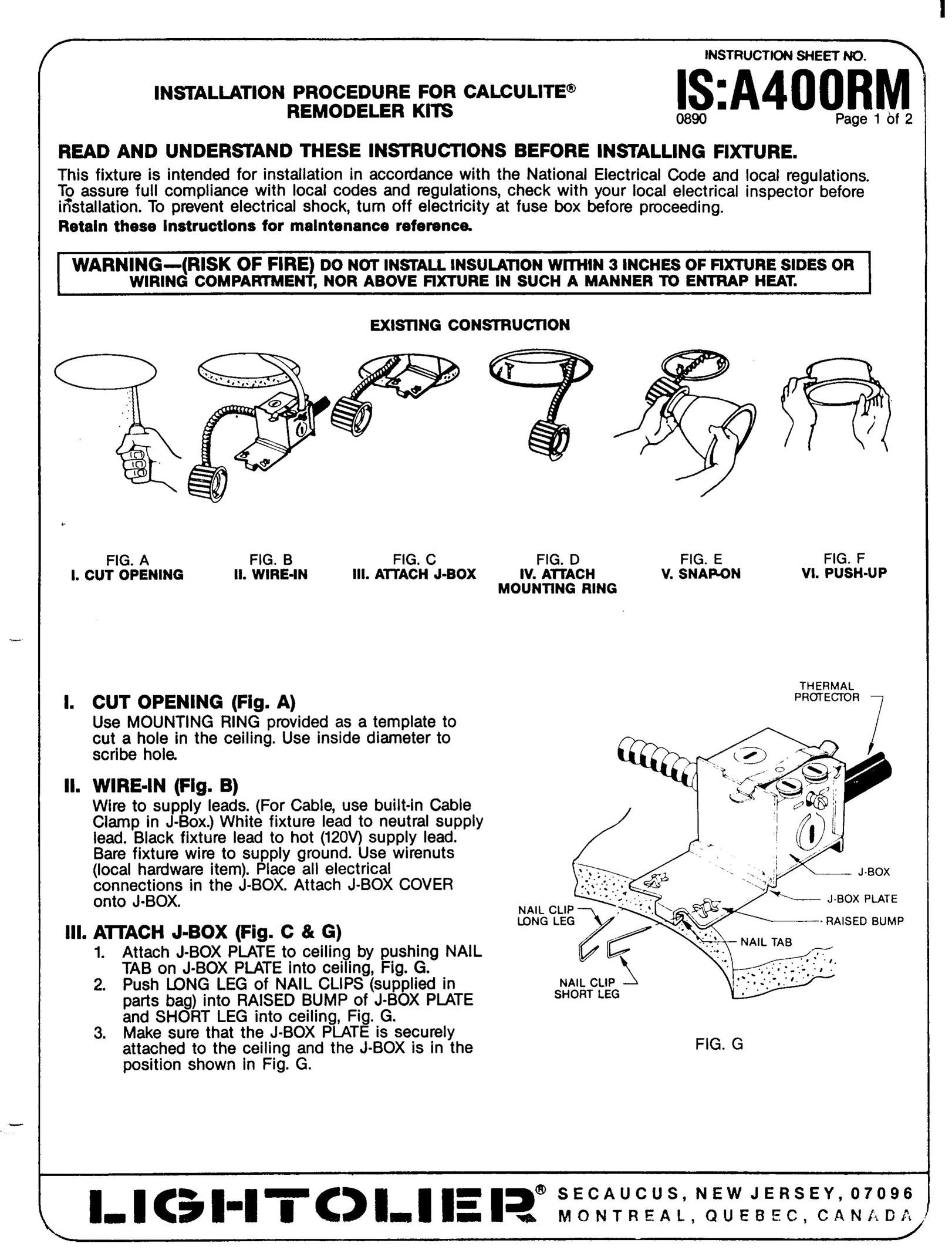 Lightolier 0890 Indoor Furnishings User Manual