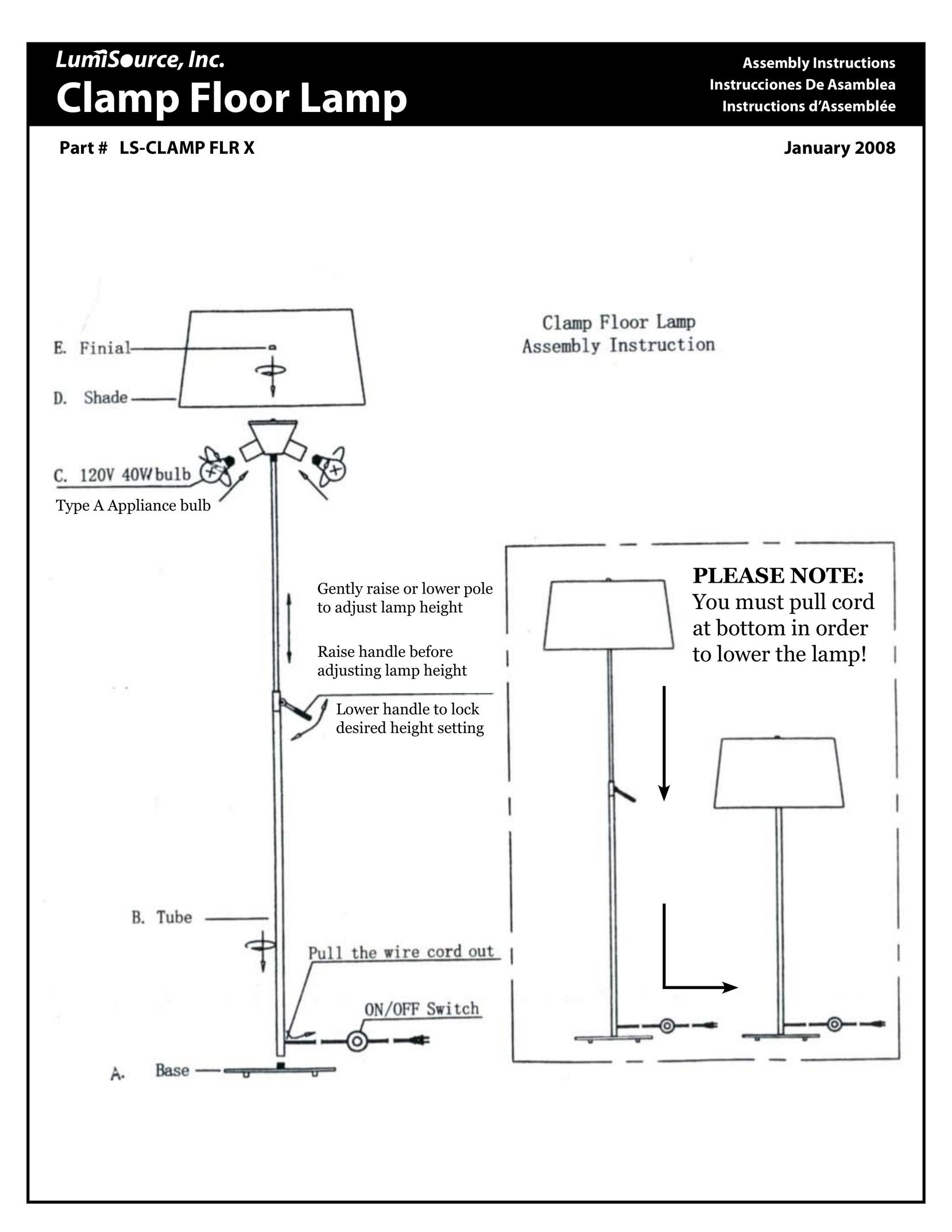 LumiSource LS-CLAMP FLR X Indoor Furnishings User Manual