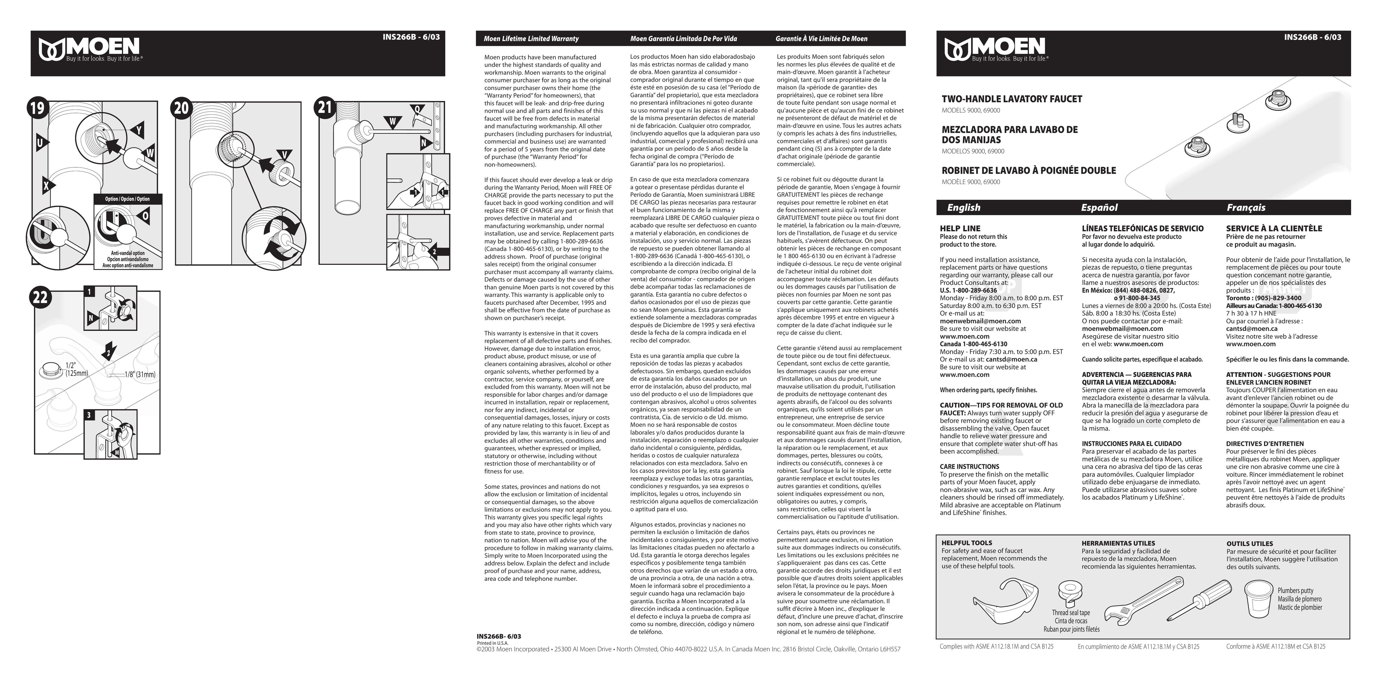 Moen 69000 Indoor Furnishings User Manual