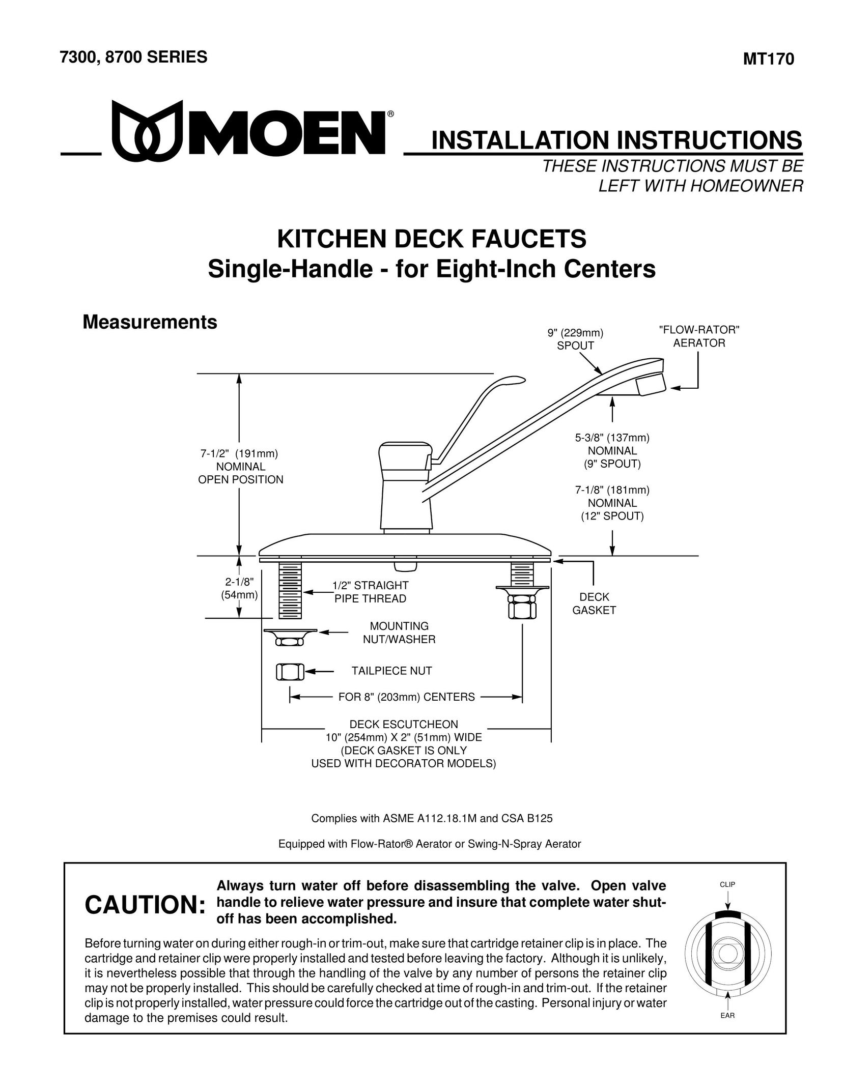 Moen 7300 Indoor Furnishings User Manual