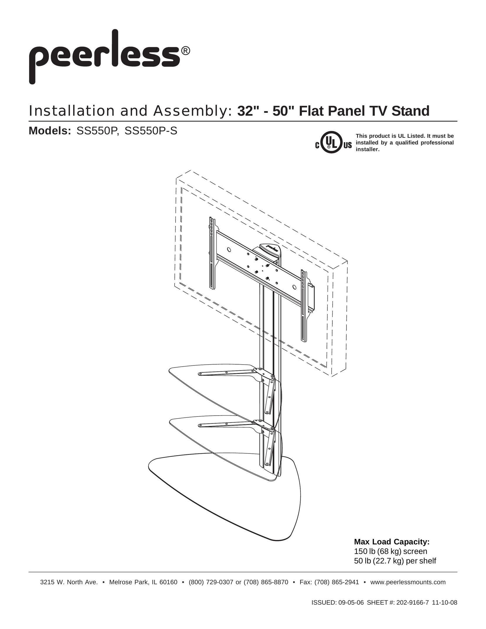 Peerless Industries SS550P Indoor Furnishings User Manual