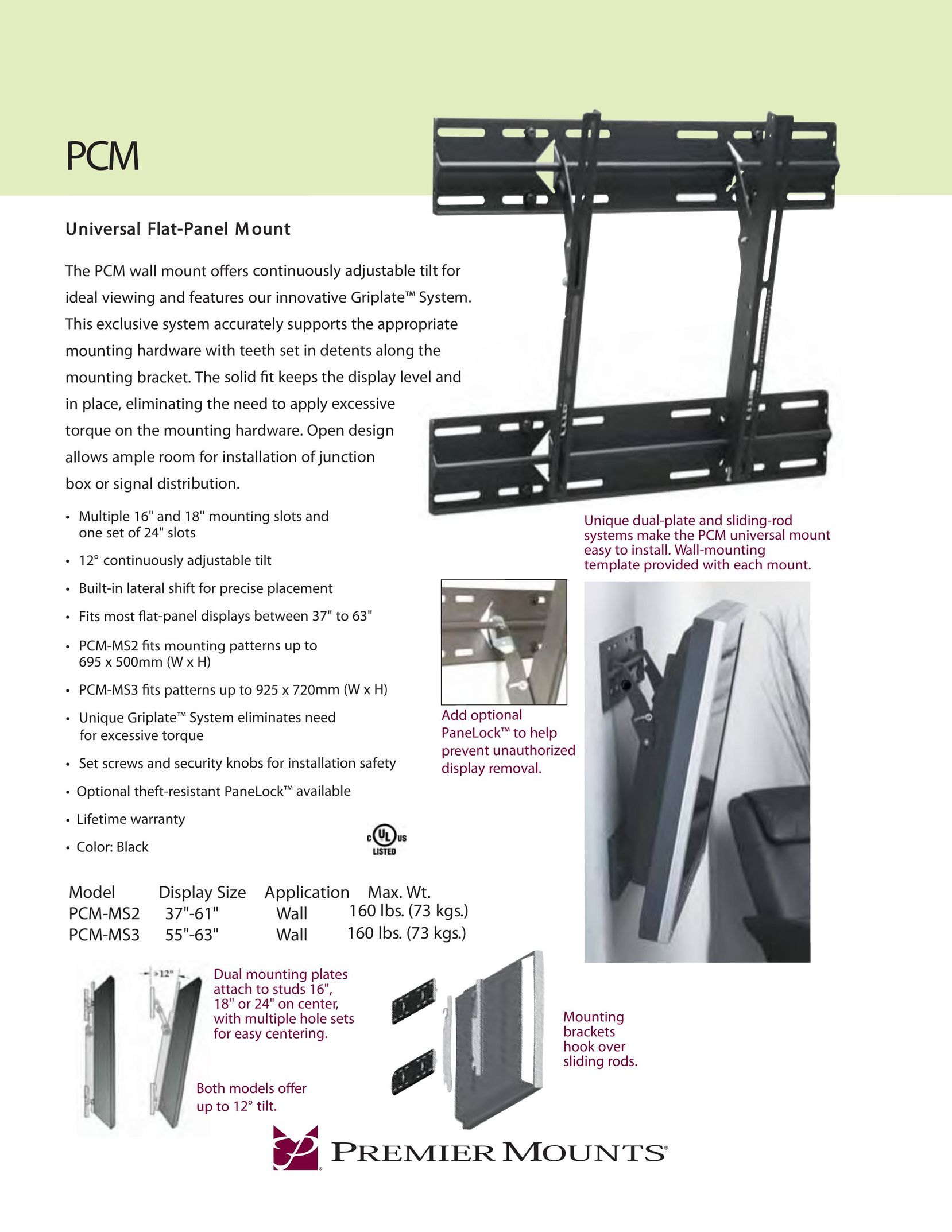Premier Mounts PCM-MS3 Indoor Furnishings User Manual