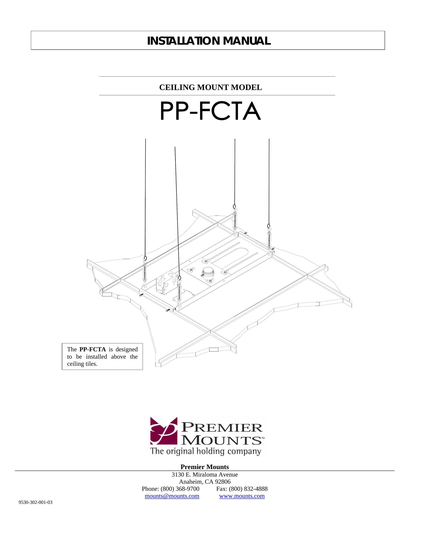 Premier Mounts PP-FCTA Indoor Furnishings User Manual