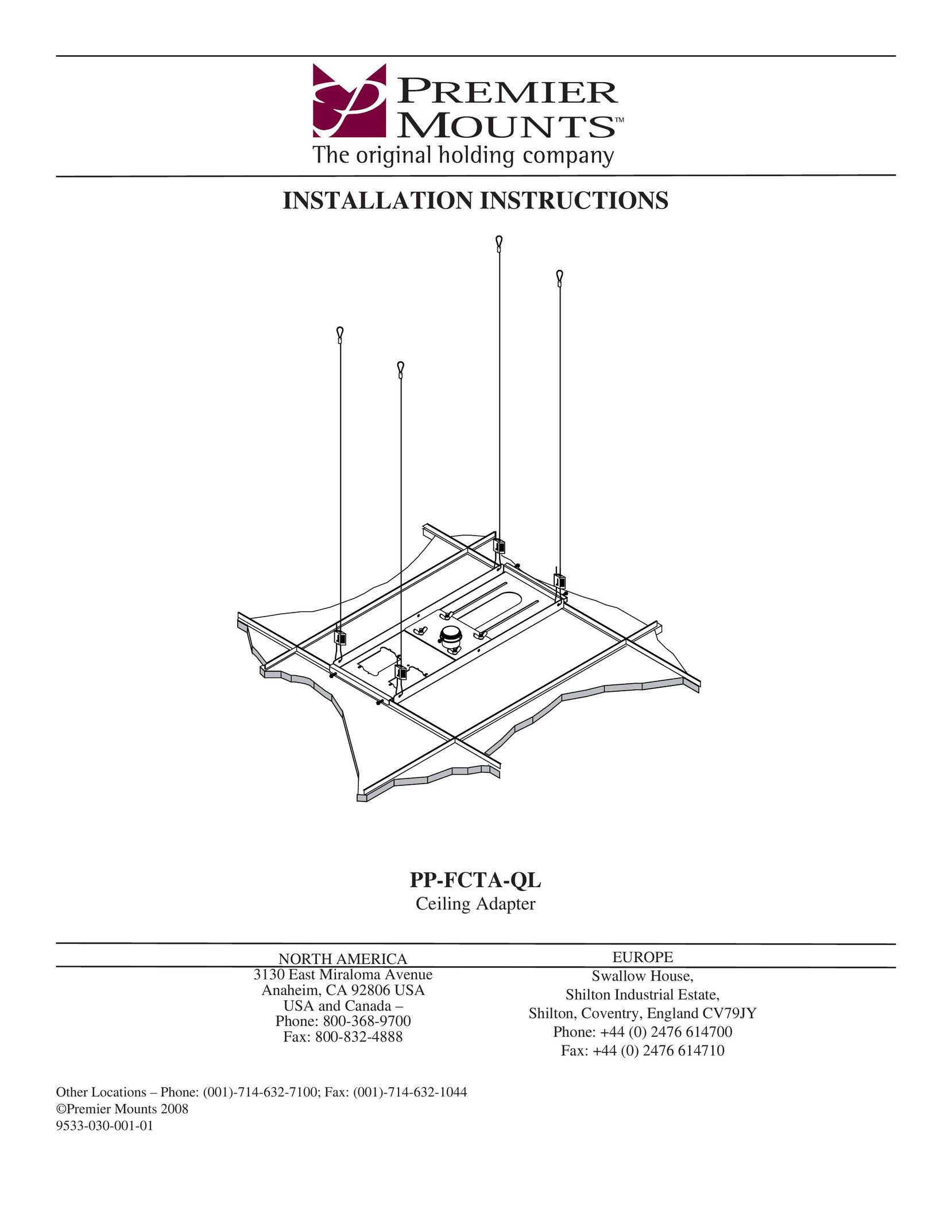 Premier Mounts PP-FCTA-QL Indoor Furnishings User Manual