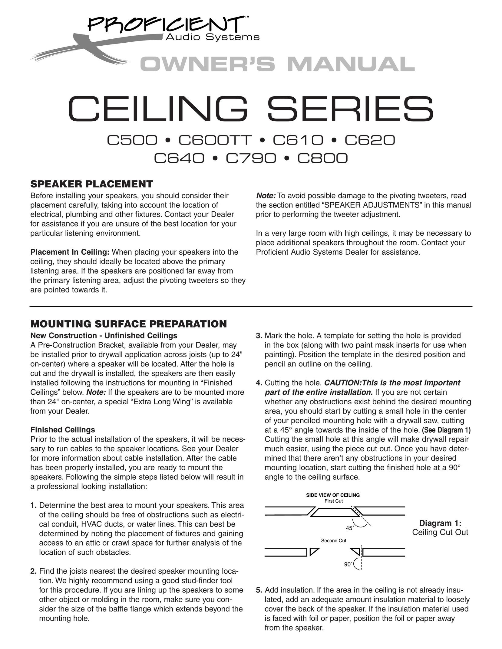 Proficient Audio Systems C800 Indoor Furnishings User Manual