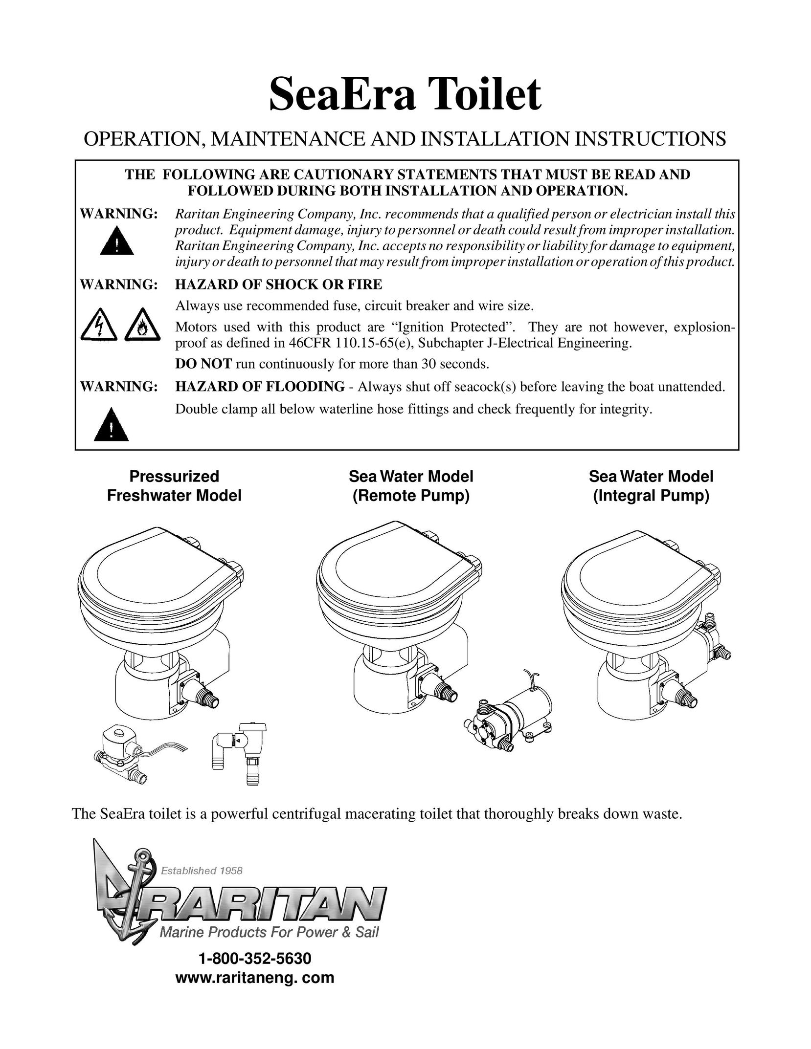 Raritan Engineering SeaEra Toilets Indoor Furnishings User Manual
