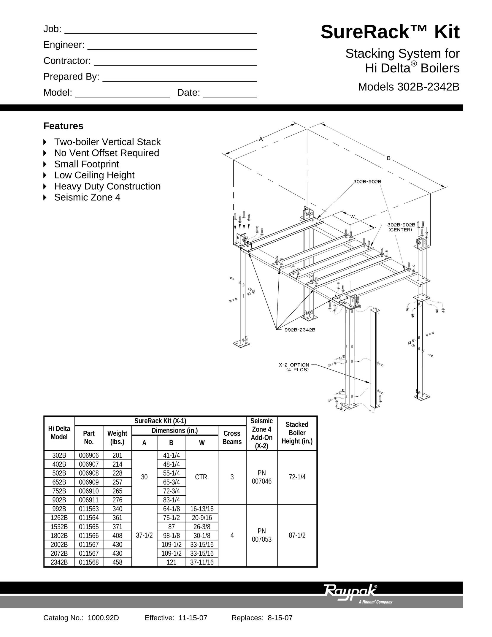 Raypak 302B-2342B Indoor Furnishings User Manual