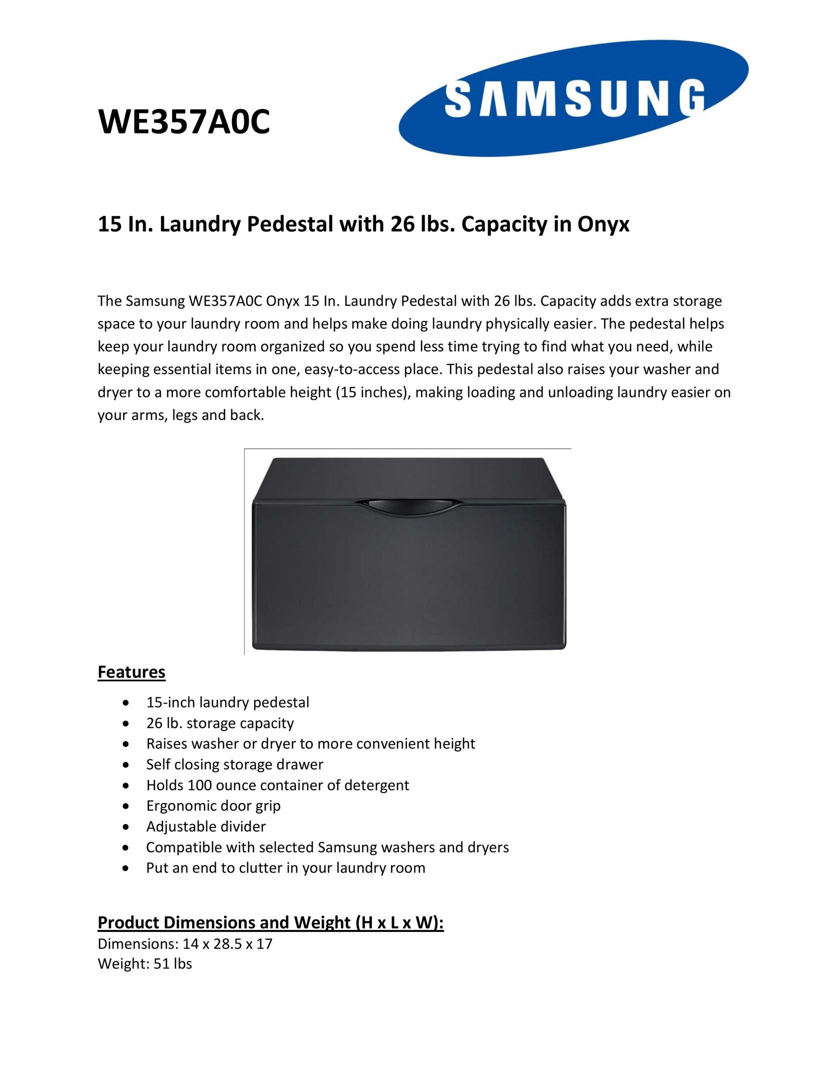 Samsung WE357A0C Indoor Furnishings User Manual