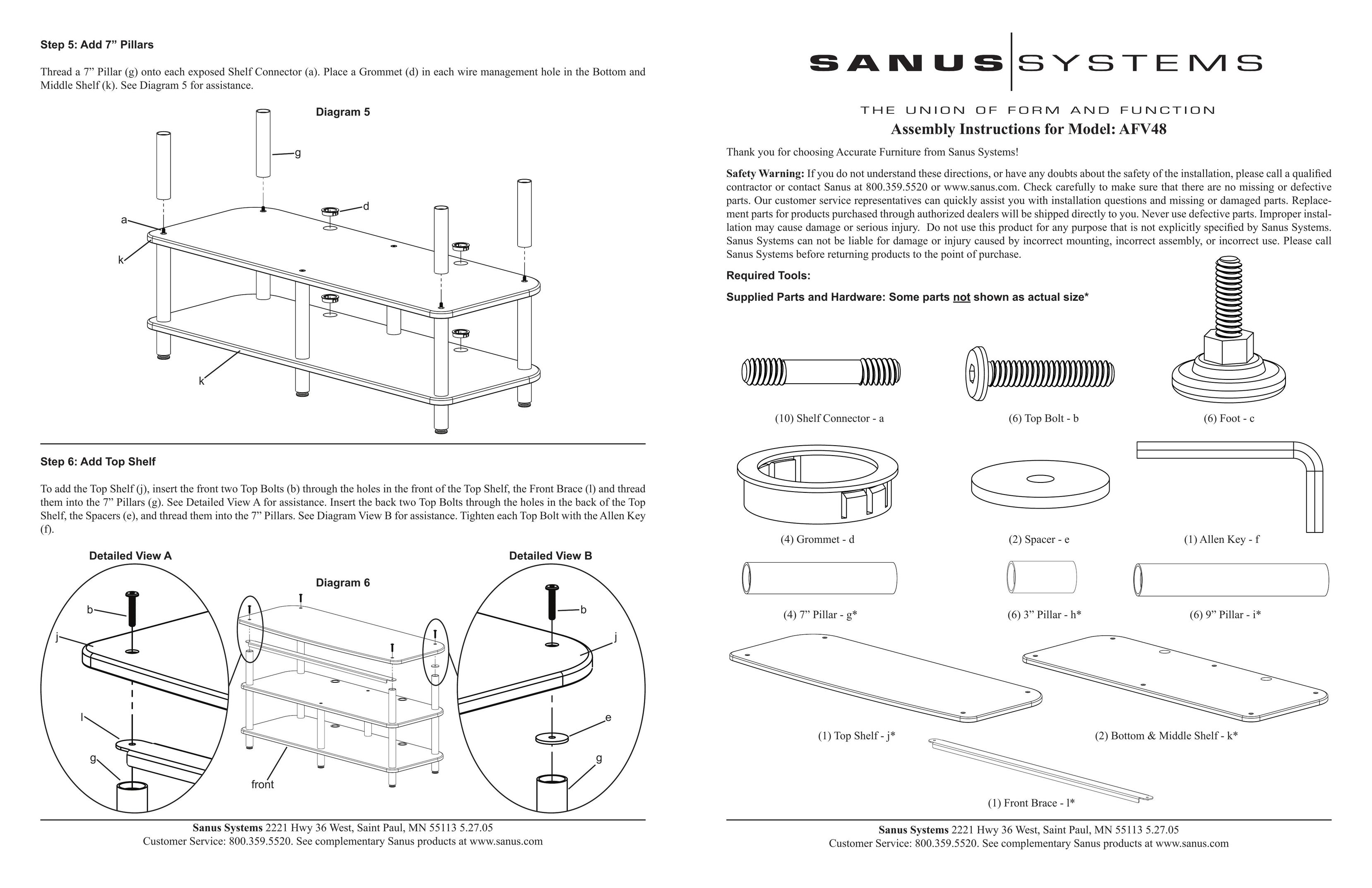 Sanus Systems AFV48 Indoor Furnishings User Manual