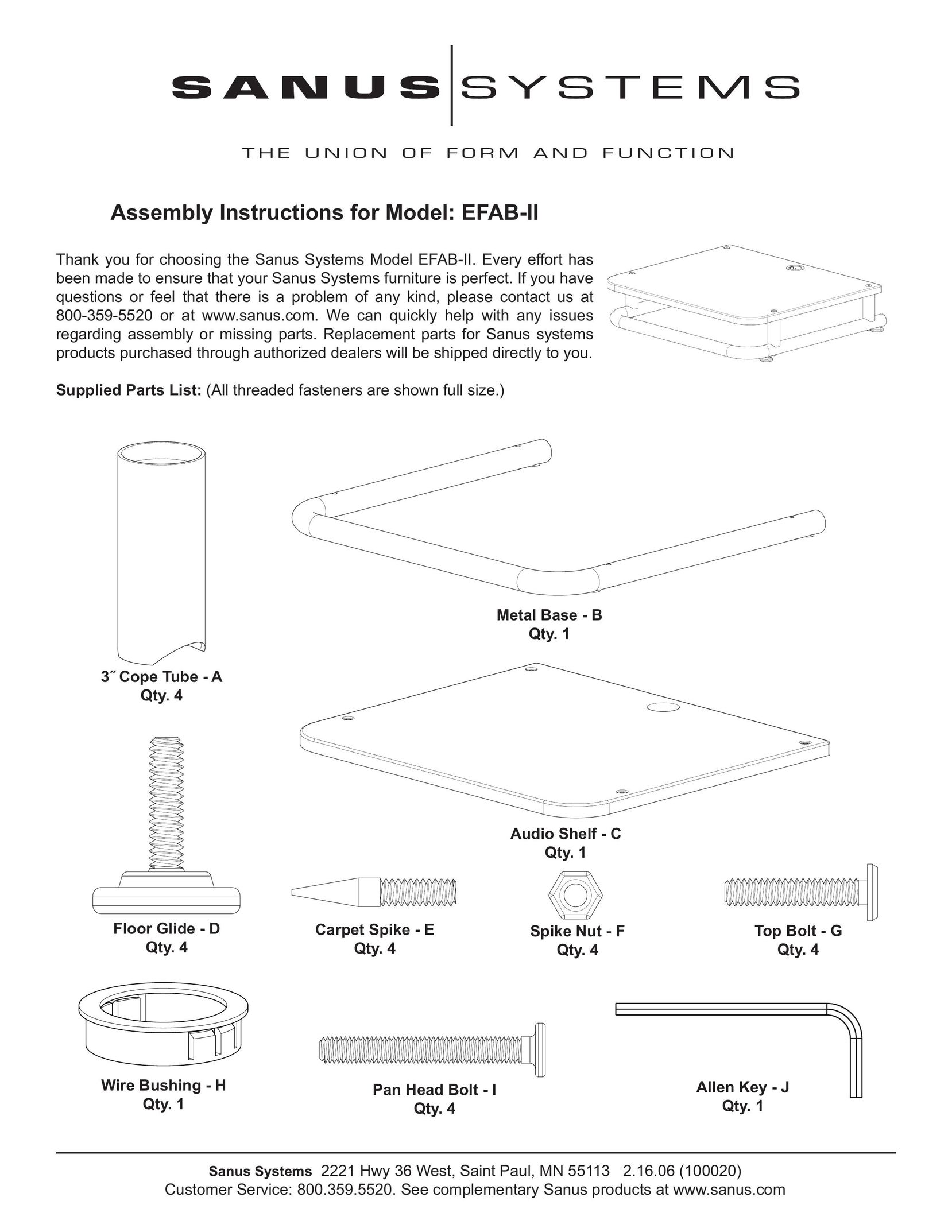 Sanus Systems EFAB-II Indoor Furnishings User Manual