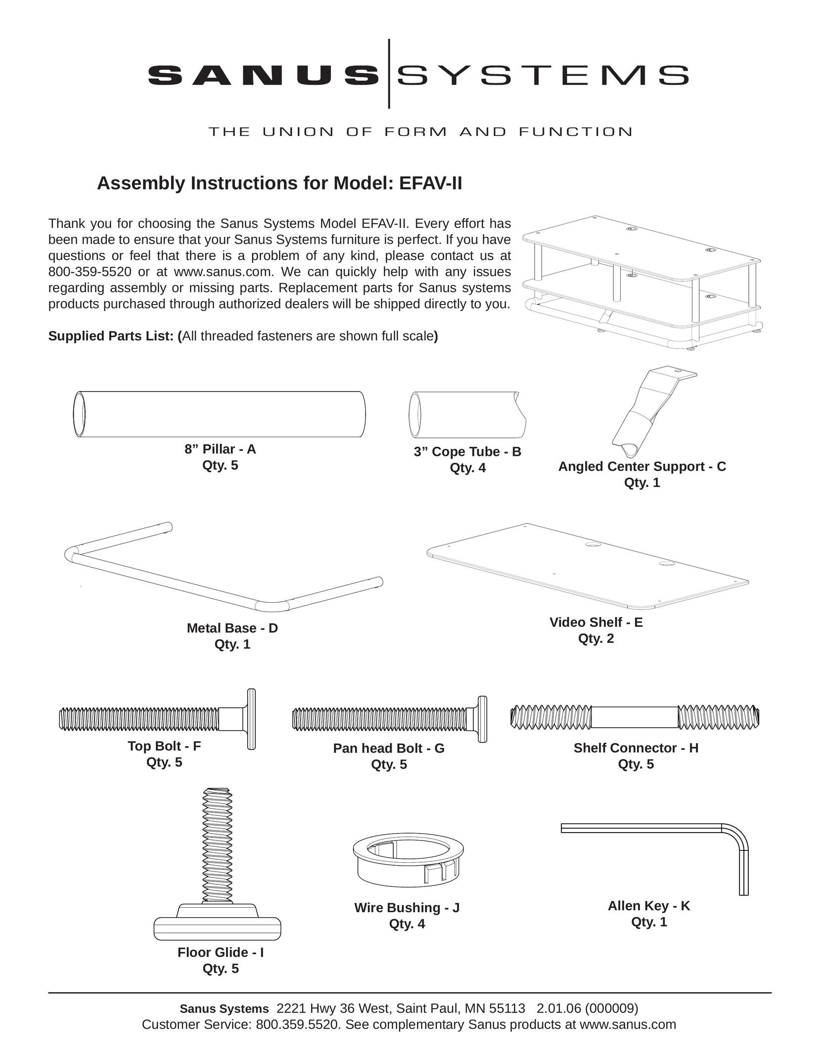 Sanus Systems EFAV-II Indoor Furnishings User Manual