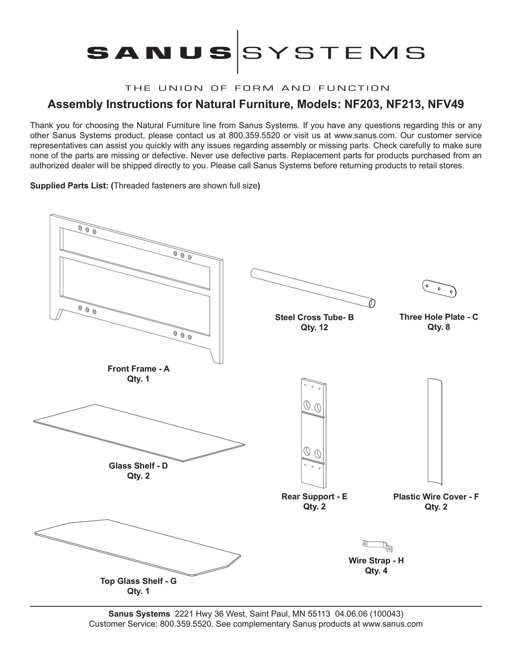 Sanus Systems NF203 Indoor Furnishings User Manual