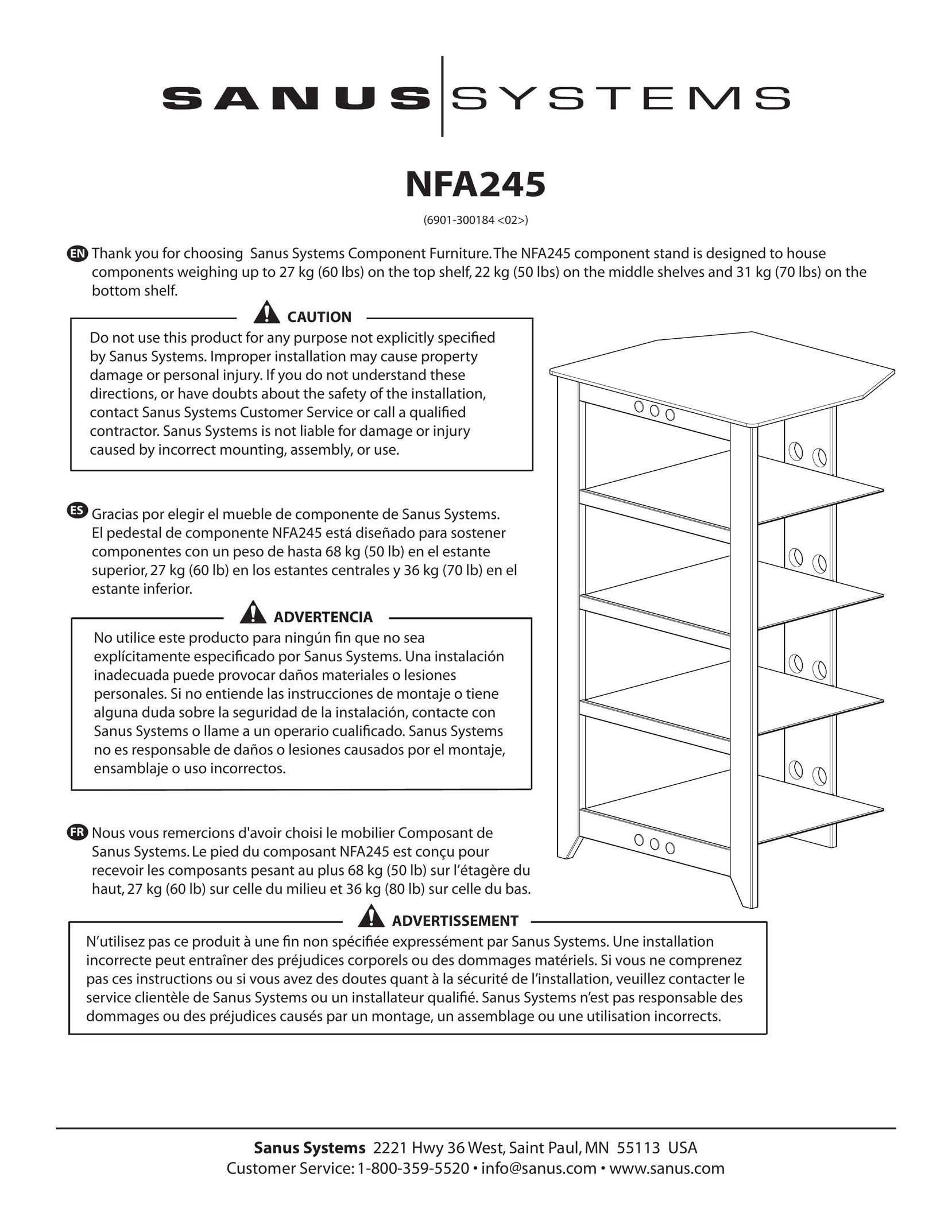 Sanus Systems NFA245 Indoor Furnishings User Manual
