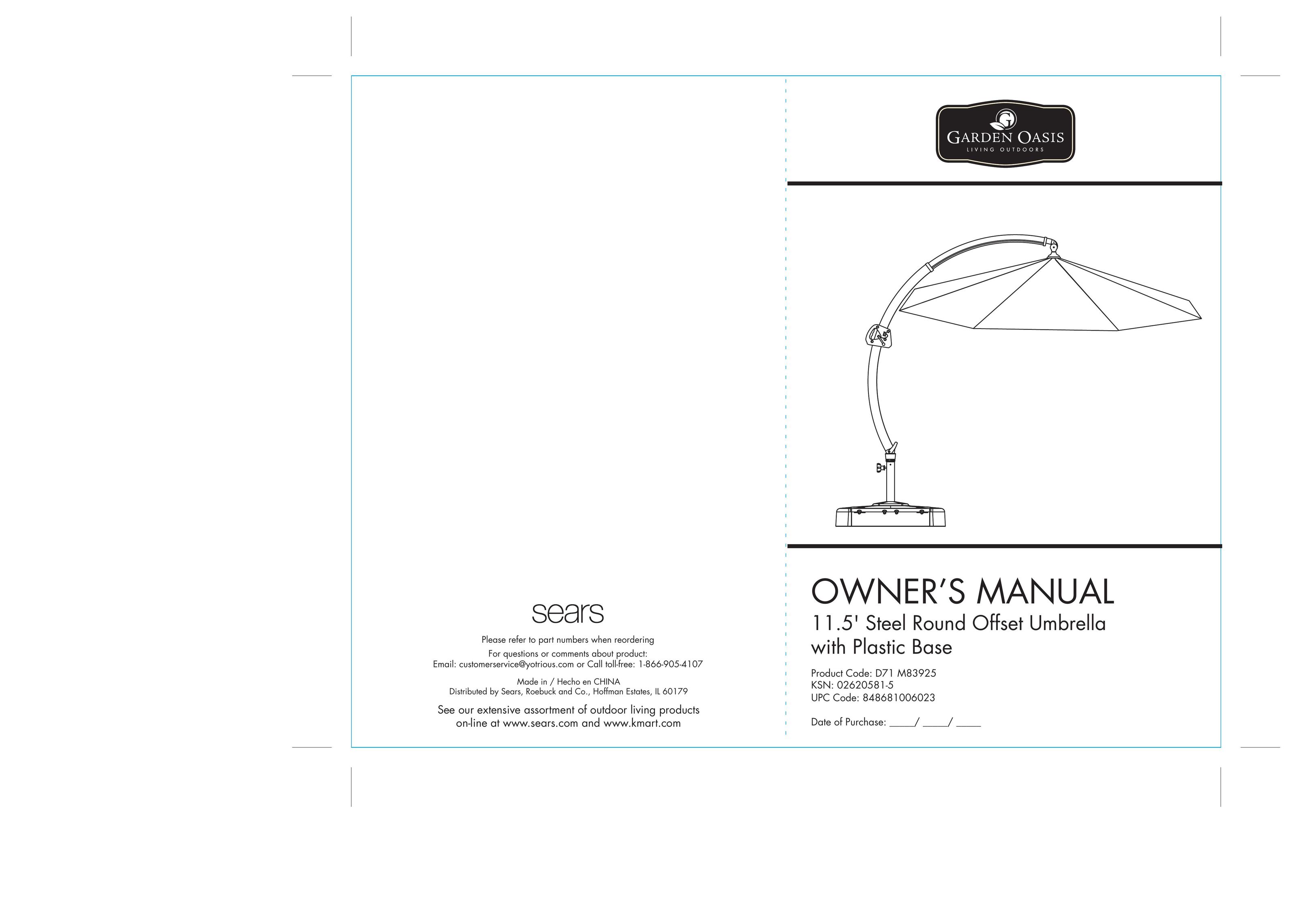 Sears D71 M83925 Indoor Furnishings User Manual
