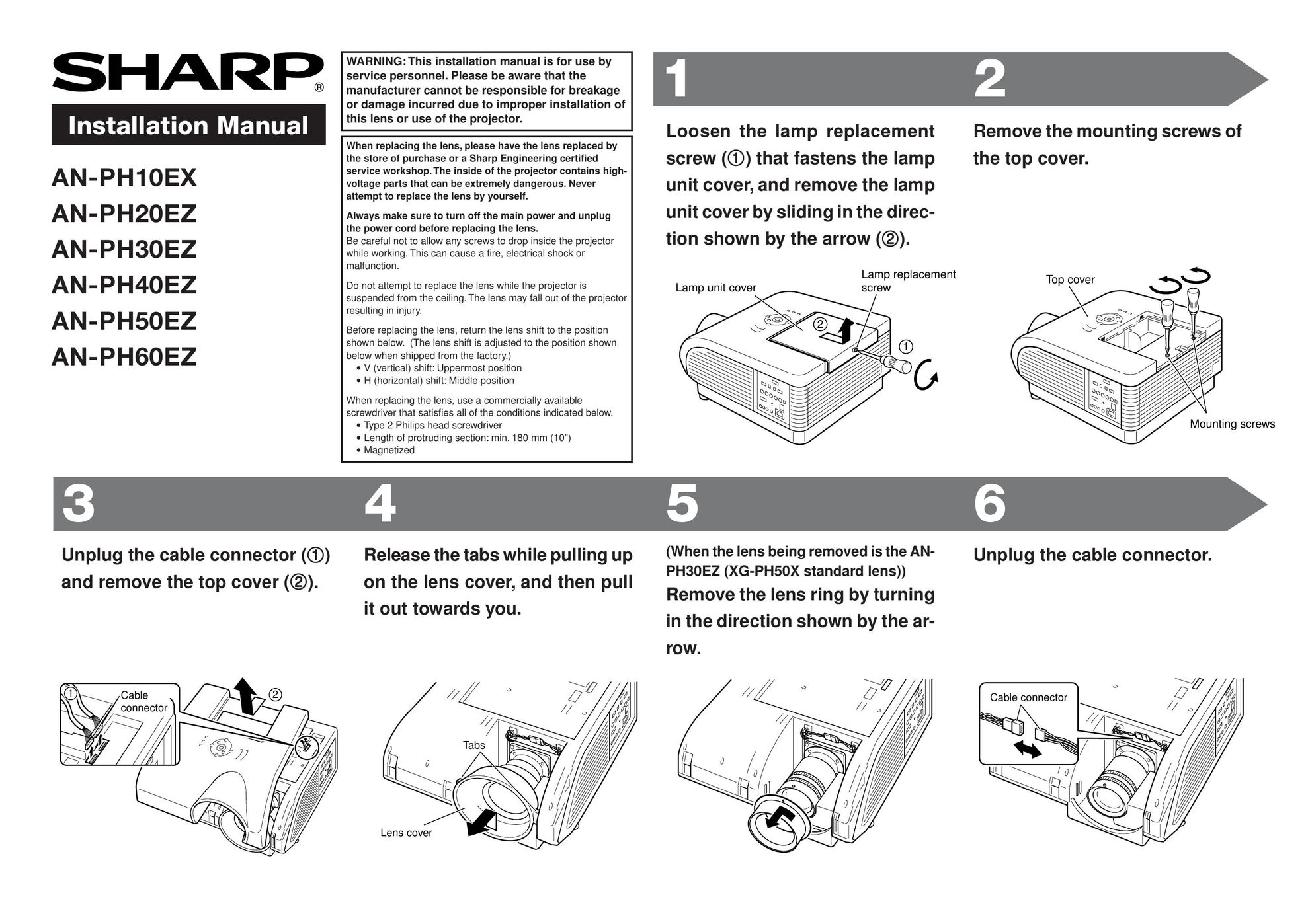 Sharp AN-PH10EX Indoor Furnishings User Manual