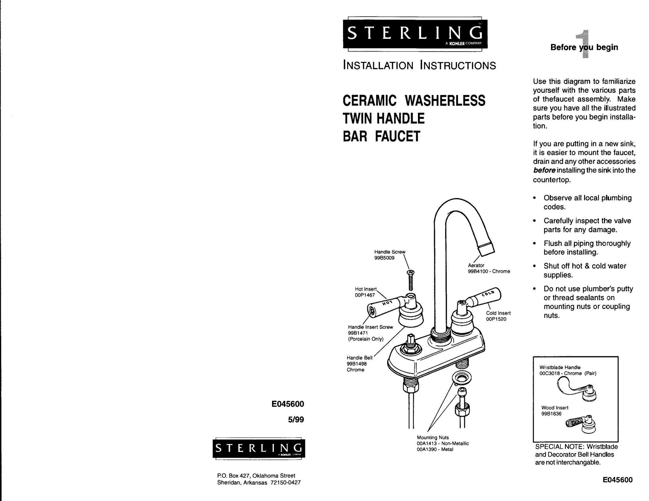 Sterling Plumbing C626 Indoor Furnishings User Manual