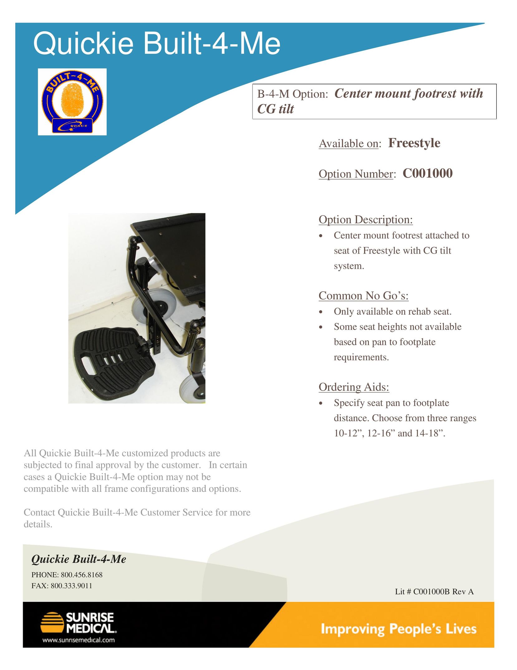 Sunrise Medical C001000 Indoor Furnishings User Manual