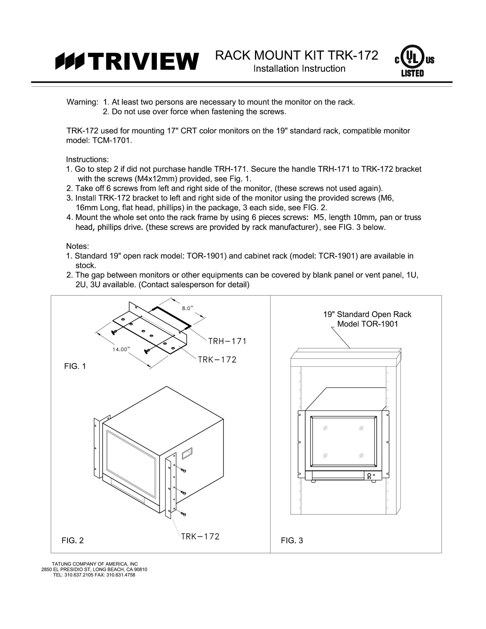 Tatung TRK-172 Indoor Furnishings User Manual