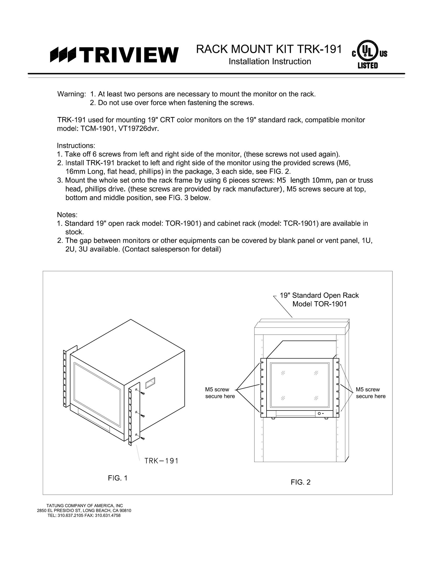 Tatung TRK-191 Indoor Furnishings User Manual