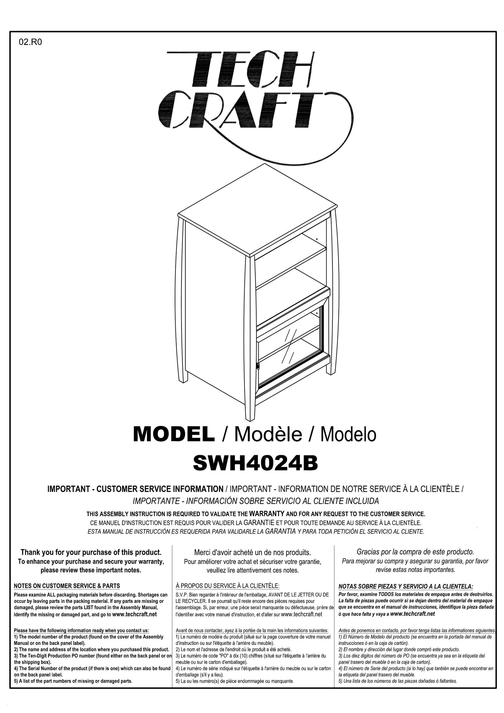 Tech Craft SWH4024B Indoor Furnishings User Manual