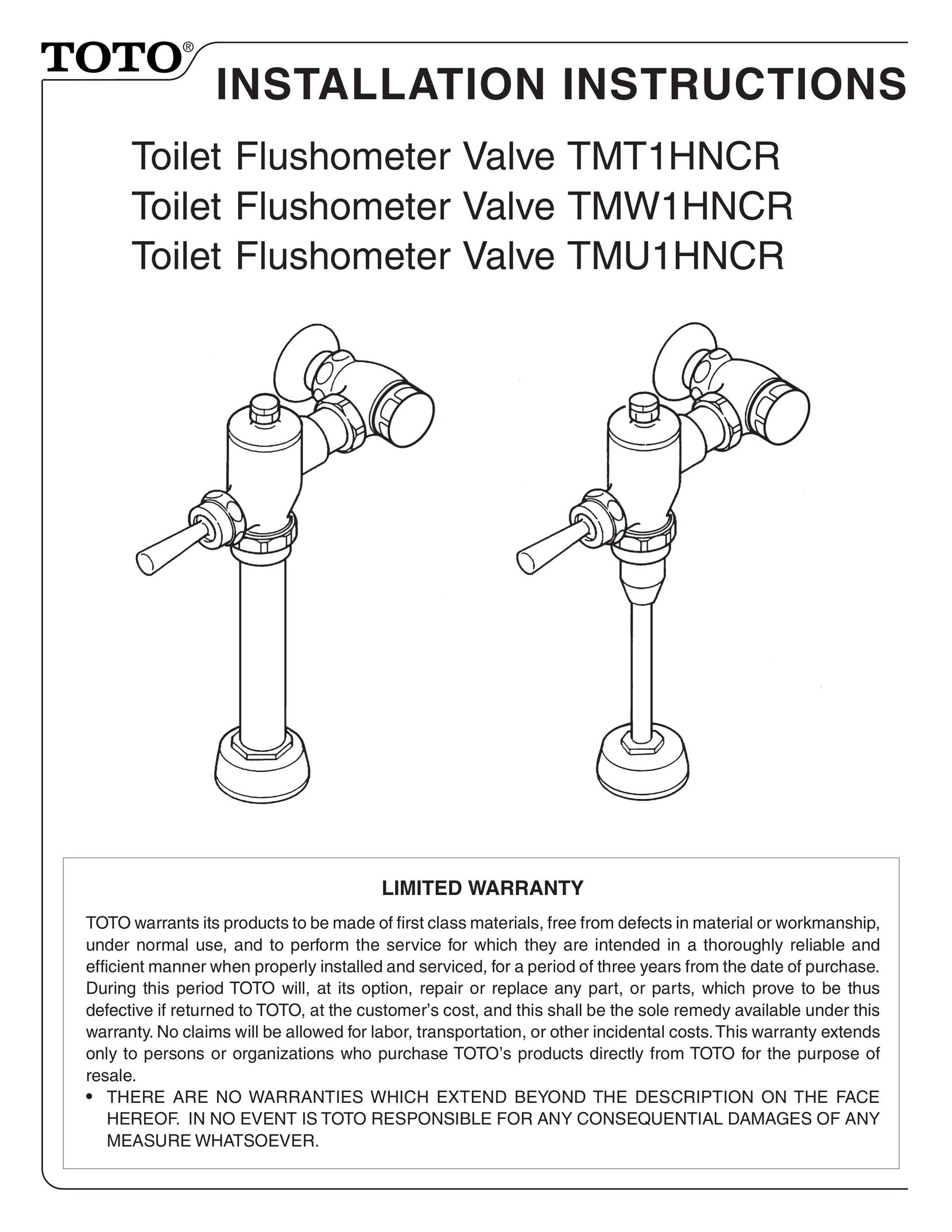 Toto TMT1HNCR Indoor Furnishings User Manual