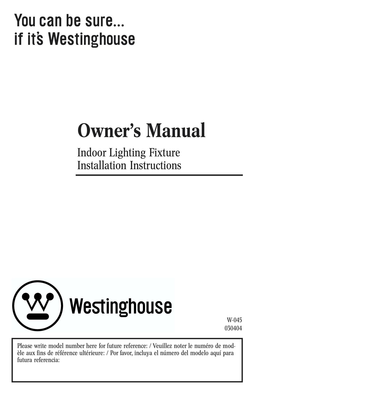 Westinghouse 30404 Indoor Furnishings User Manual