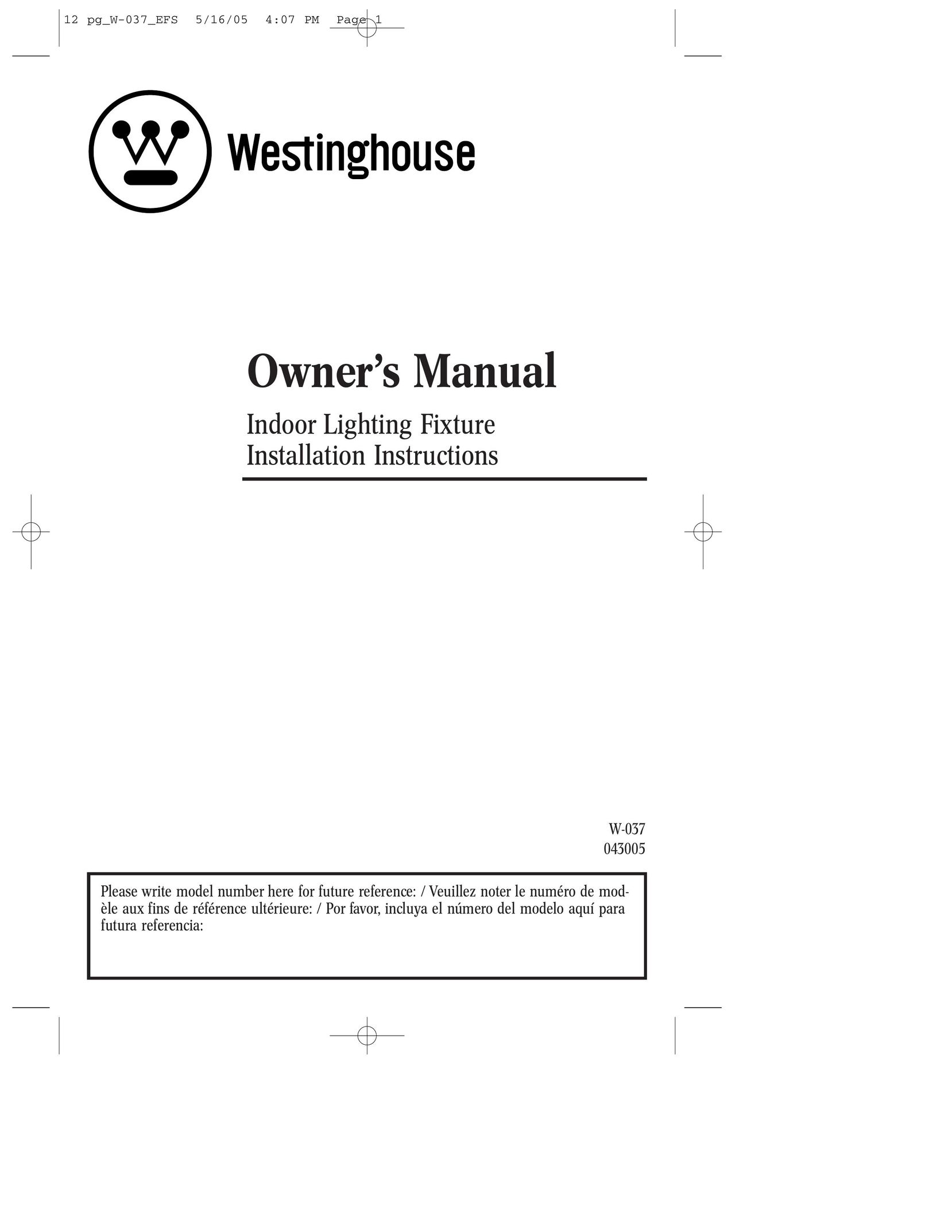 Westinghouse 43005 Indoor Furnishings User Manual