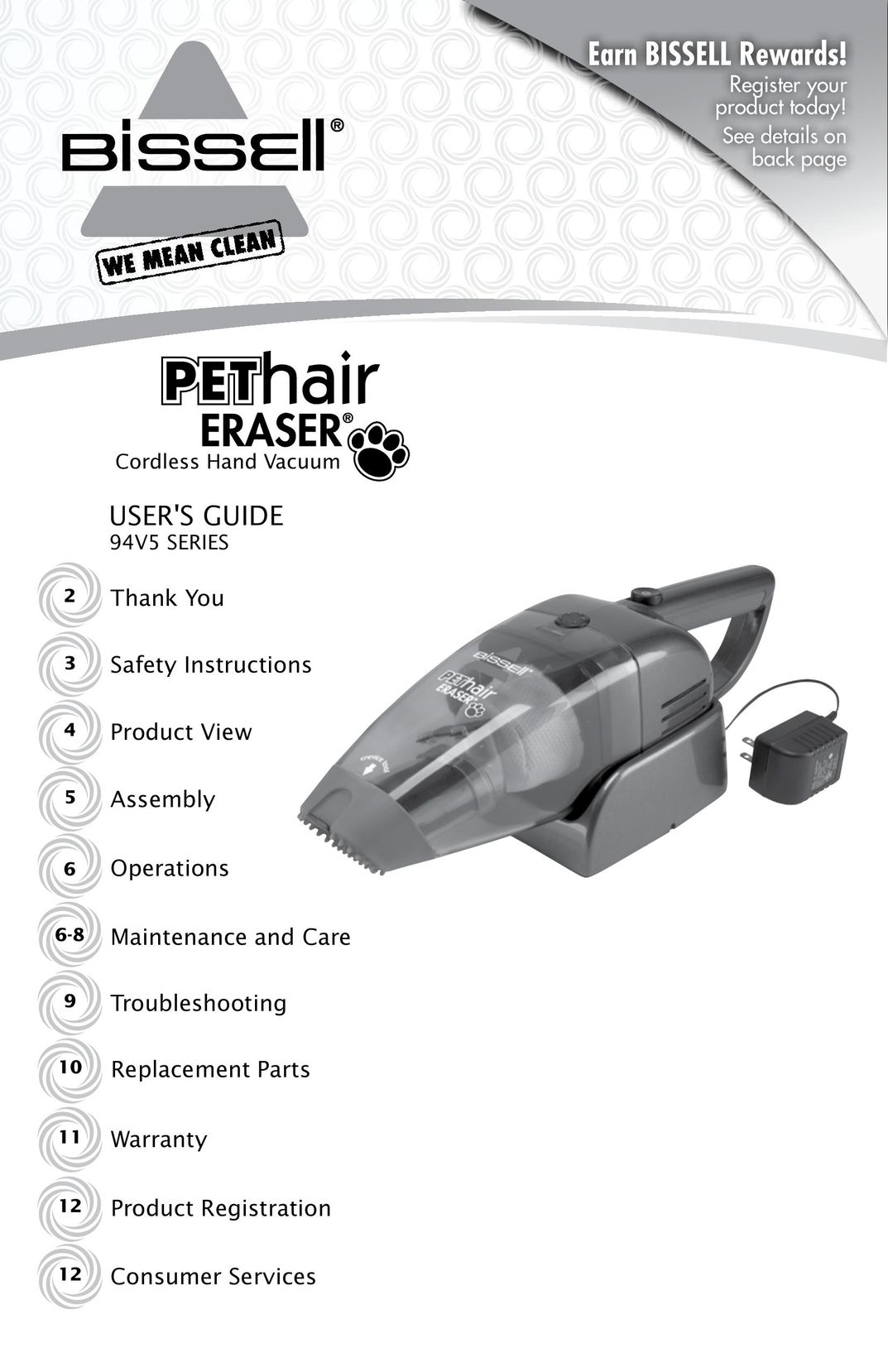 Bissell 94V5 Pet Care Product User Manual