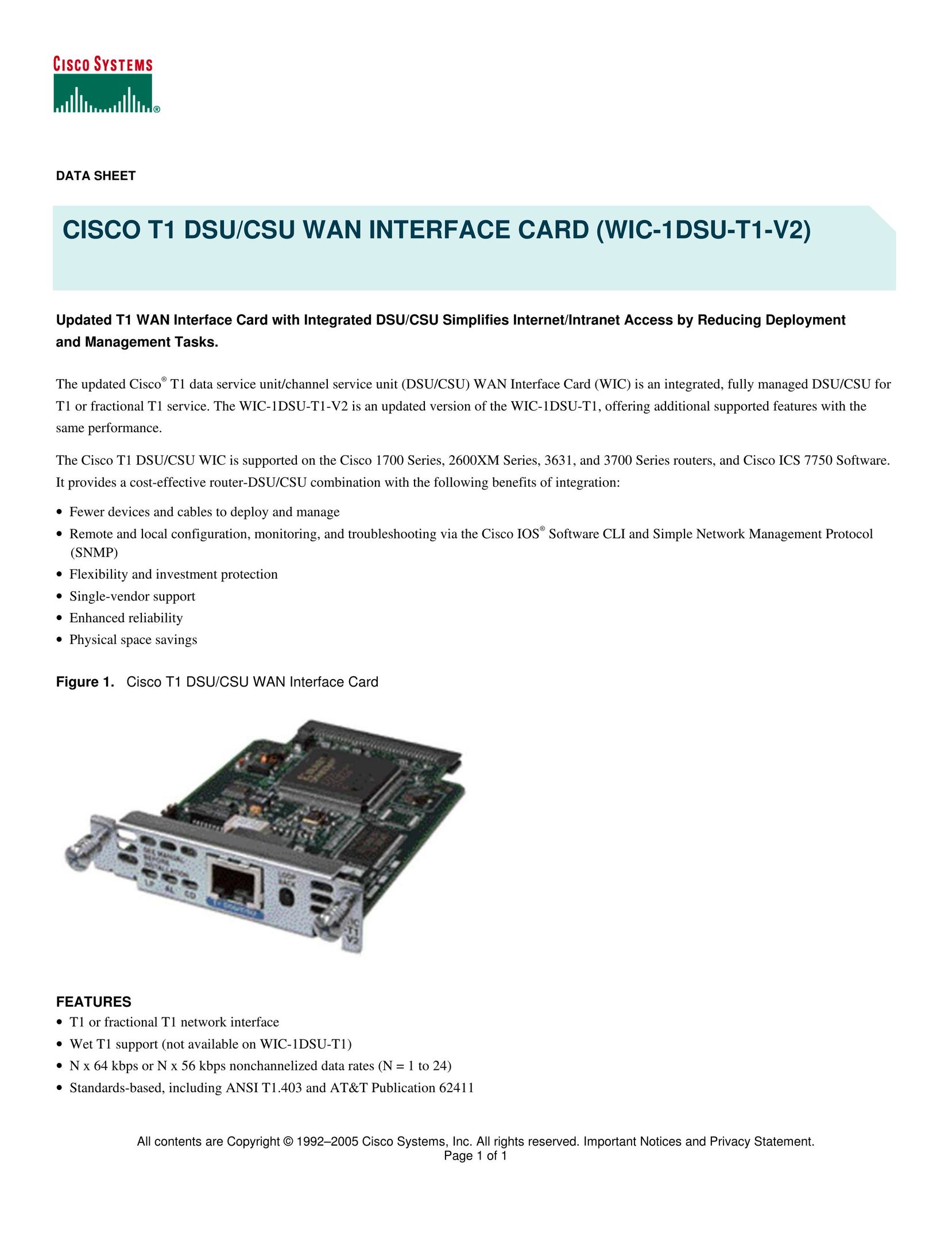 Cisco Systems WIC-1DSU-T1-V2 Pet Fence User Manual